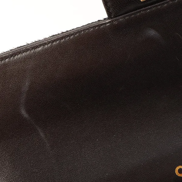 Chanel Around 2000 Made Unborn Calf Turn-Lock Logo Chain Bag Black