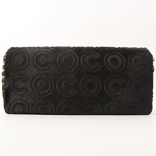 Chanel Around 2000 Made Unborn Calf Turn-Lock Logo Chain Bag Black