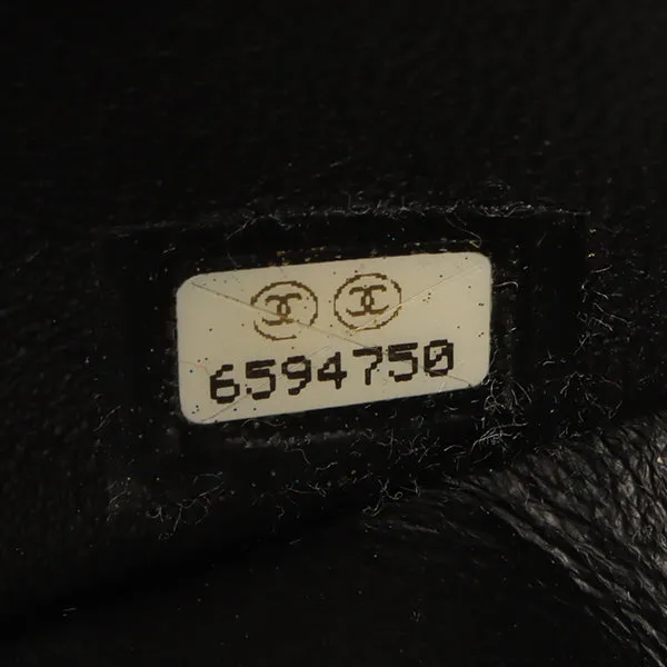 Chanel Around 2000 Made Unborn Calf Turn-Lock Logo Chain Bag Black