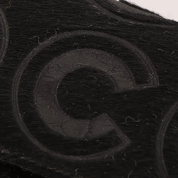 Chanel Around 2000 Made Unborn Calf Turn-Lock Logo Chain Bag Black