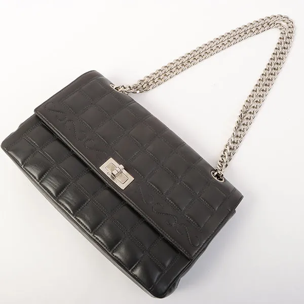 Chanel Around 2001 Made 2.55 Design Stitch Side Cc Mark Chain Bag Black