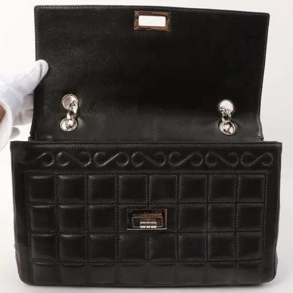 Chanel Around 2001 Made 2.55 Design Stitch Side Cc Mark Chain Bag Black