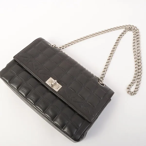 Chanel Around 2001 Made 2.55 Design Stitch Side Cc Mark Chain Bag Black