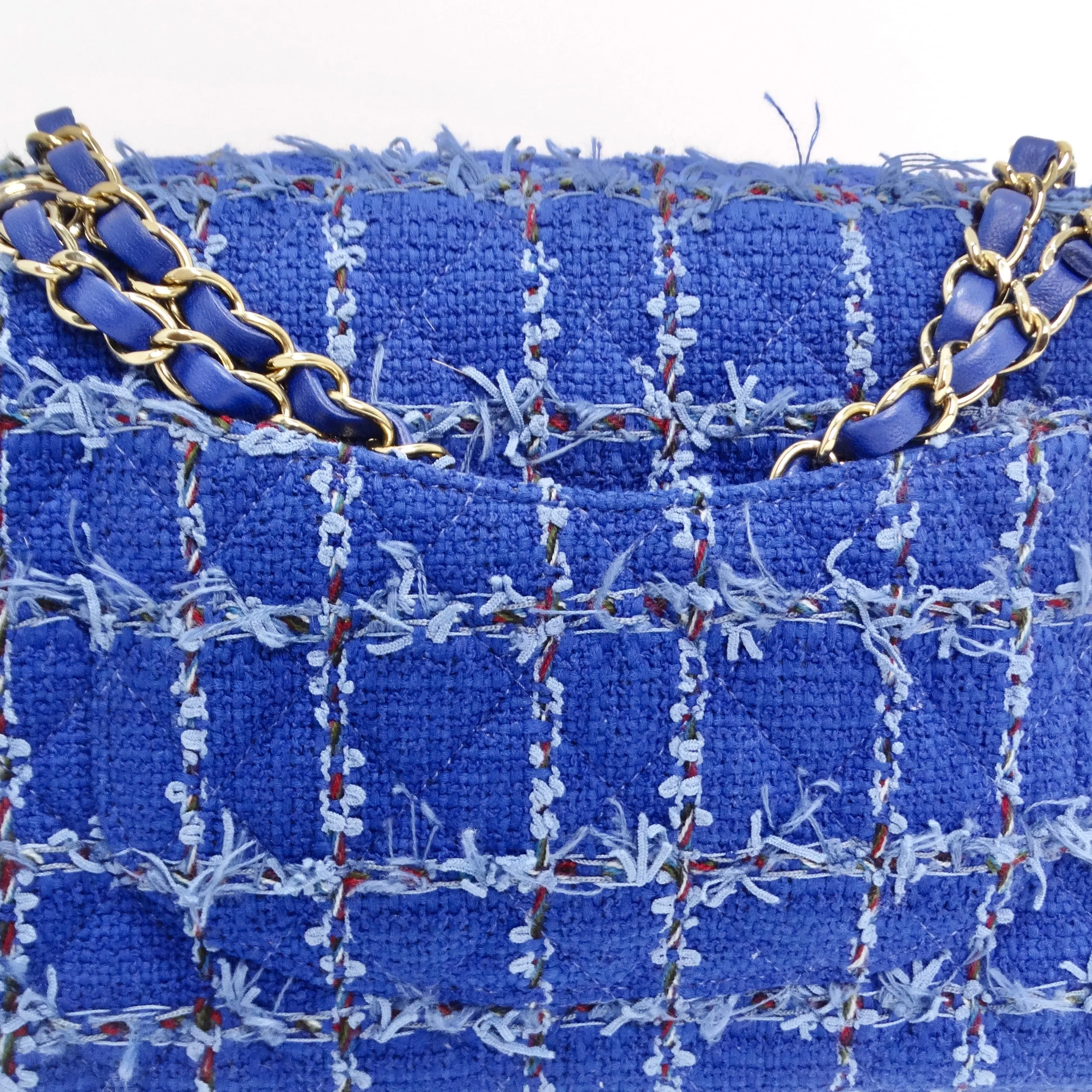Chanel Blue Tweed Quilted Small Classic Flap Bag