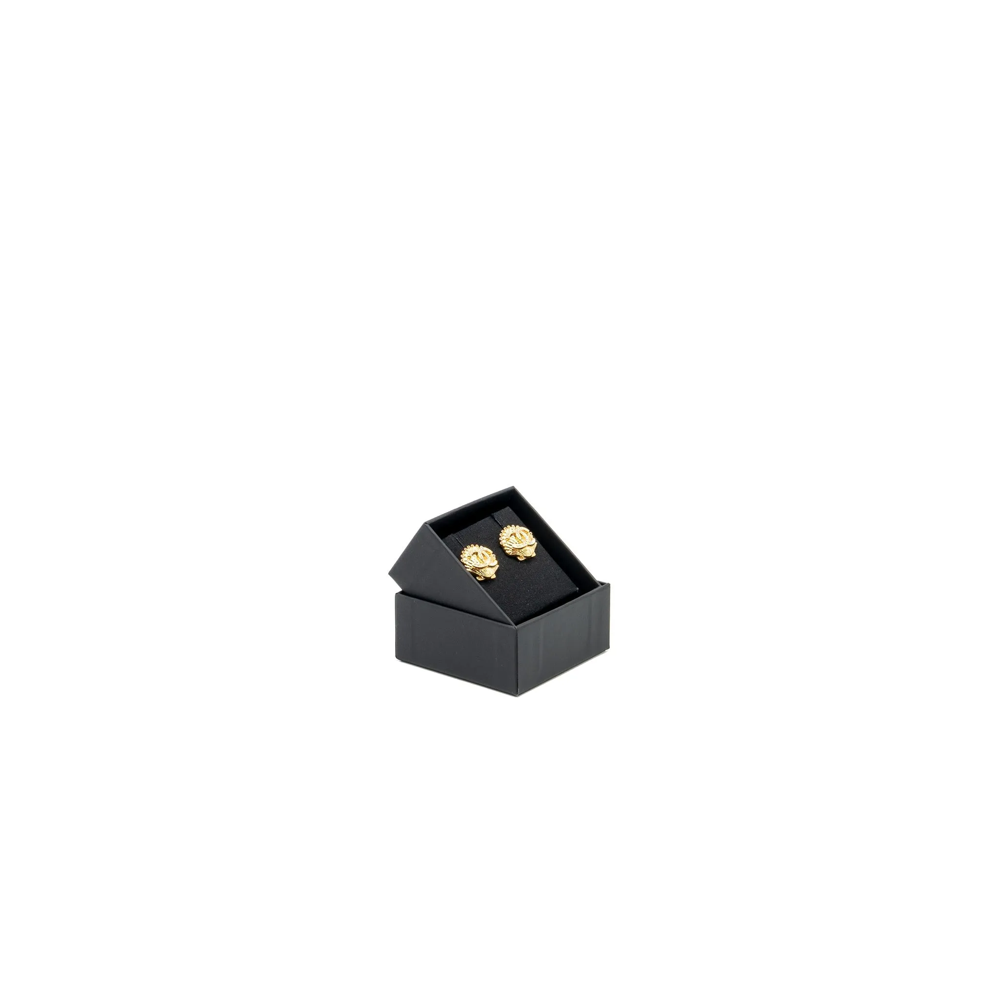 Chanel cc logo shell earrings multicolour crystal gold tone