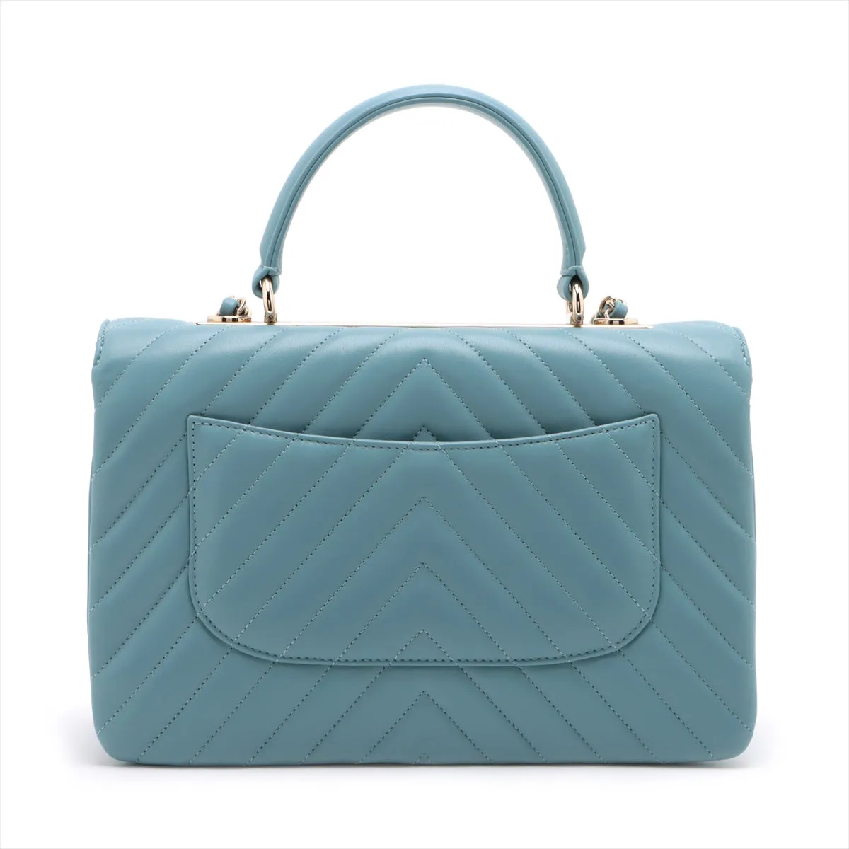 CHANEL Chevron Top Handle Bag in Light Blue 25th Series