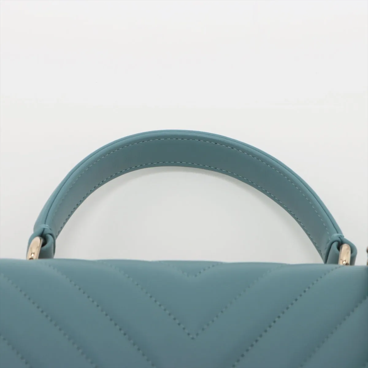 CHANEL Chevron Top Handle Bag in Light Blue 25th Series