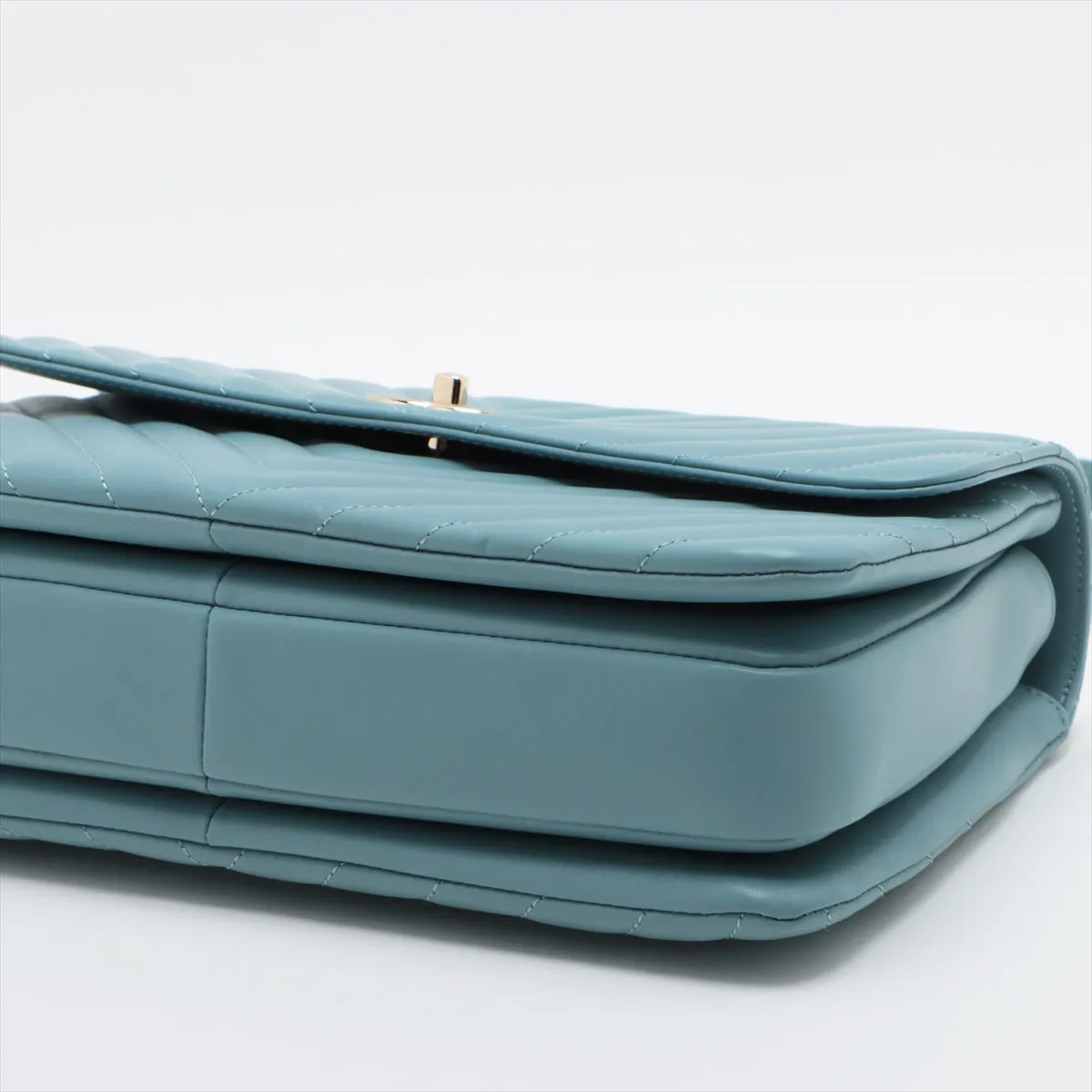 CHANEL Chevron Top Handle Bag in Light Blue 25th Series