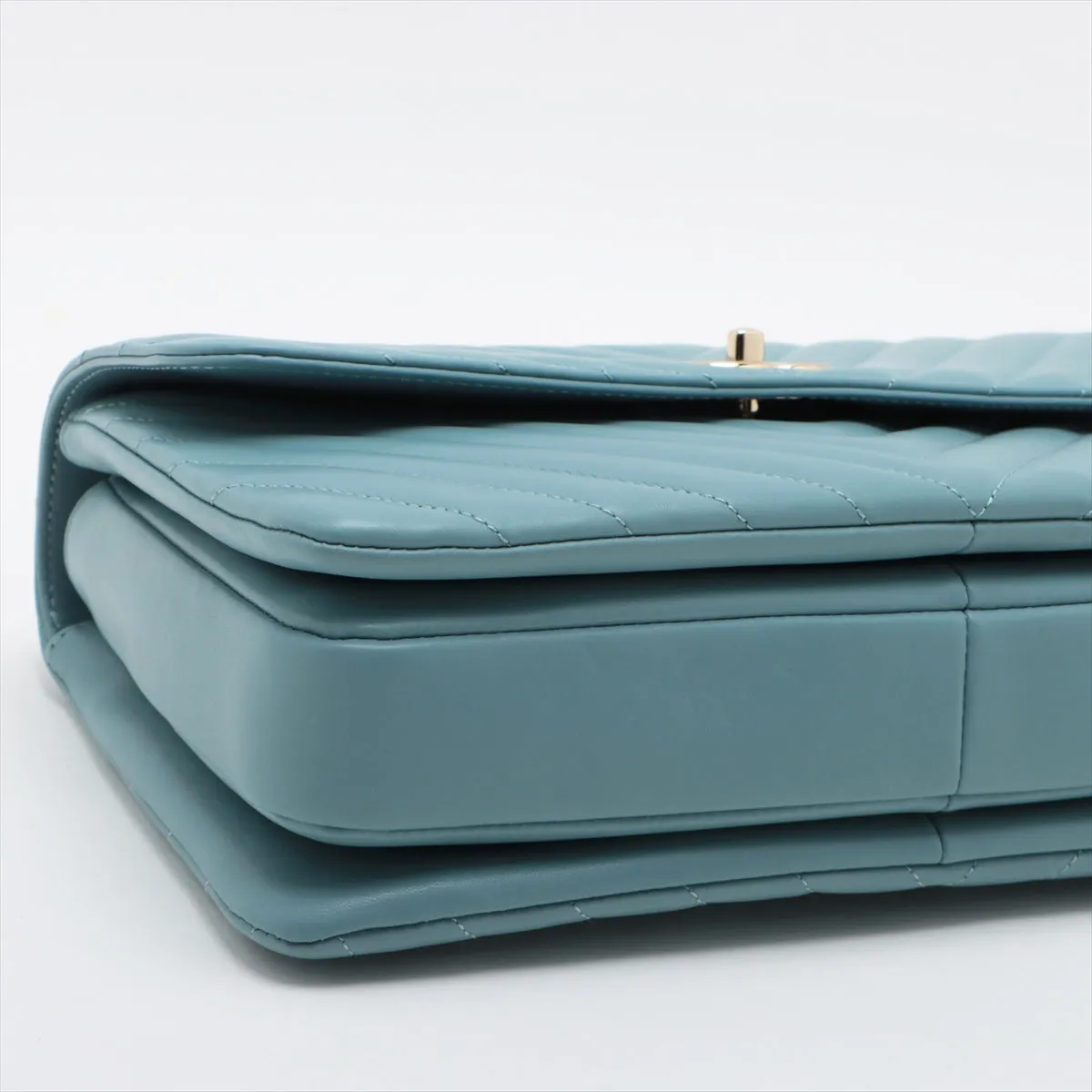 CHANEL Chevron Top Handle Bag in Light Blue 25th Series