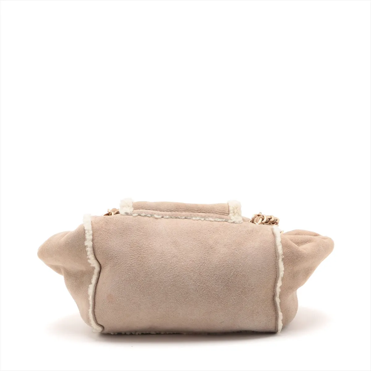 Chanel Coco Mouton Chain Shoulder Bag Beige Gold  7th