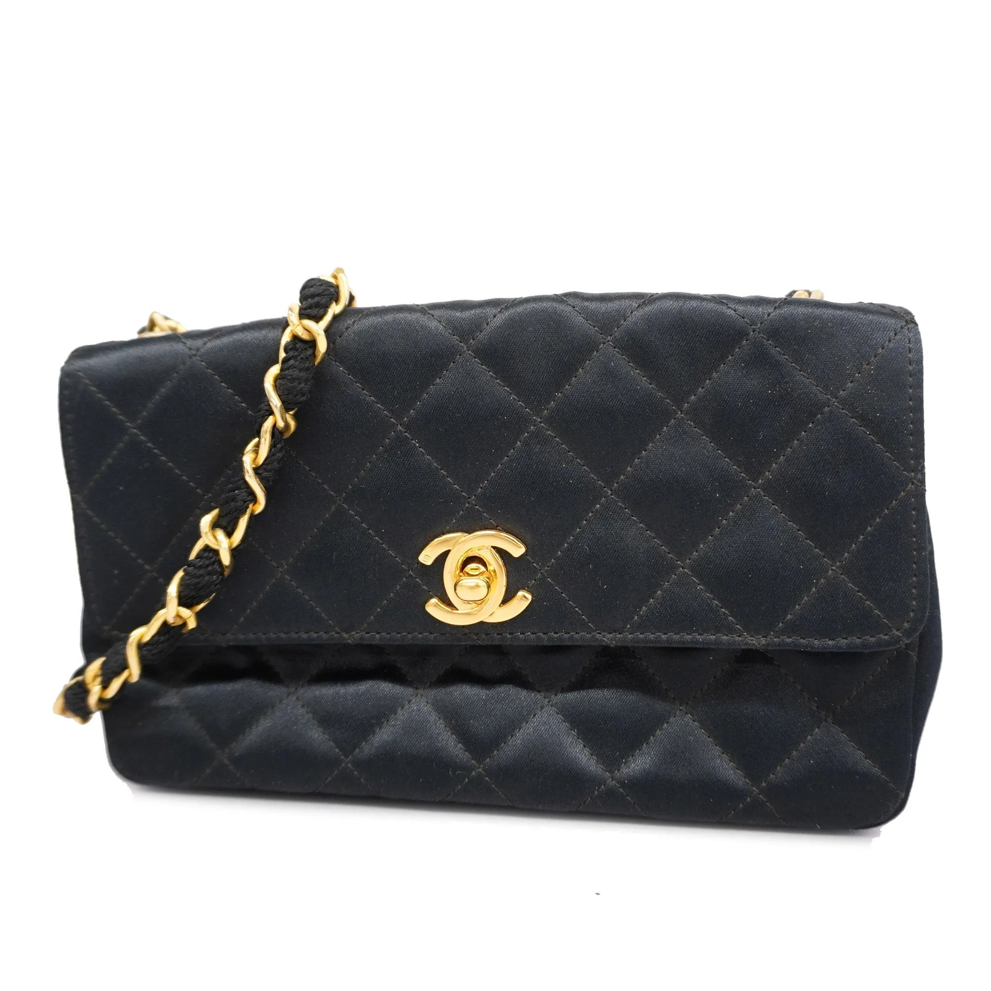 CHANEL  Shoulder Women's Satin Shoulder Bag Black