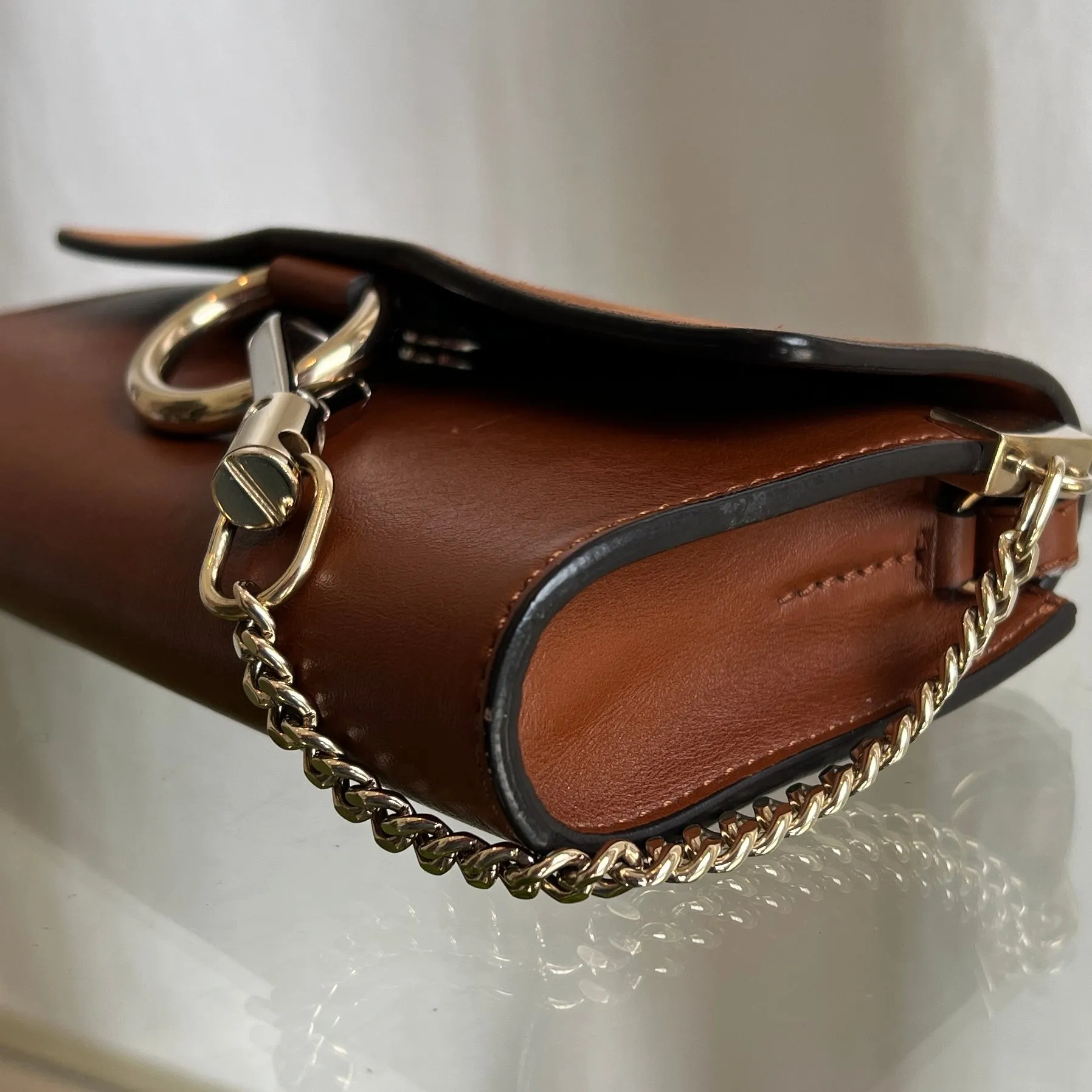 CHLOE Brown Calfskin and Suede Leather Faye Small Crossbody
