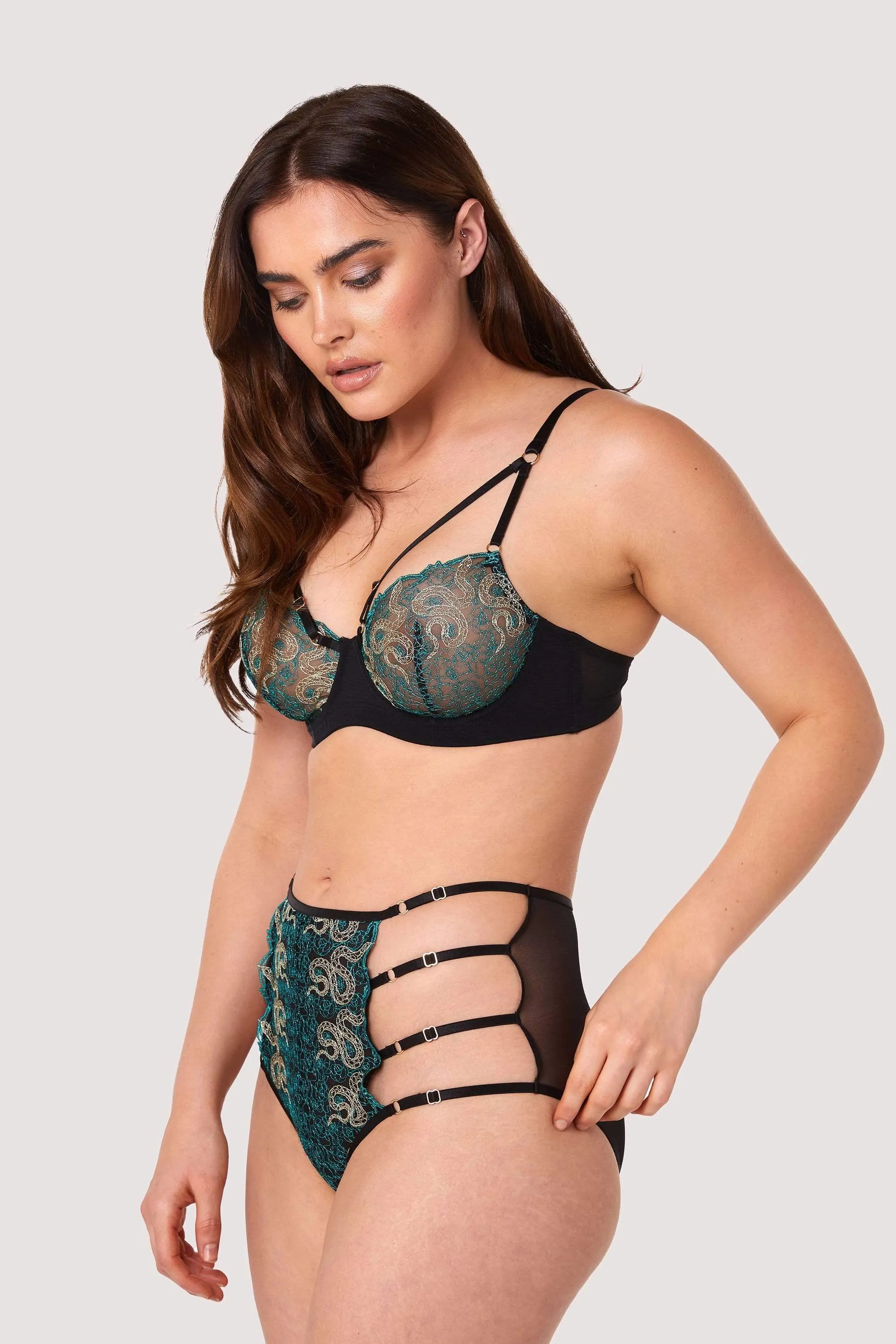 Dakota Green & Gold Snake Bra