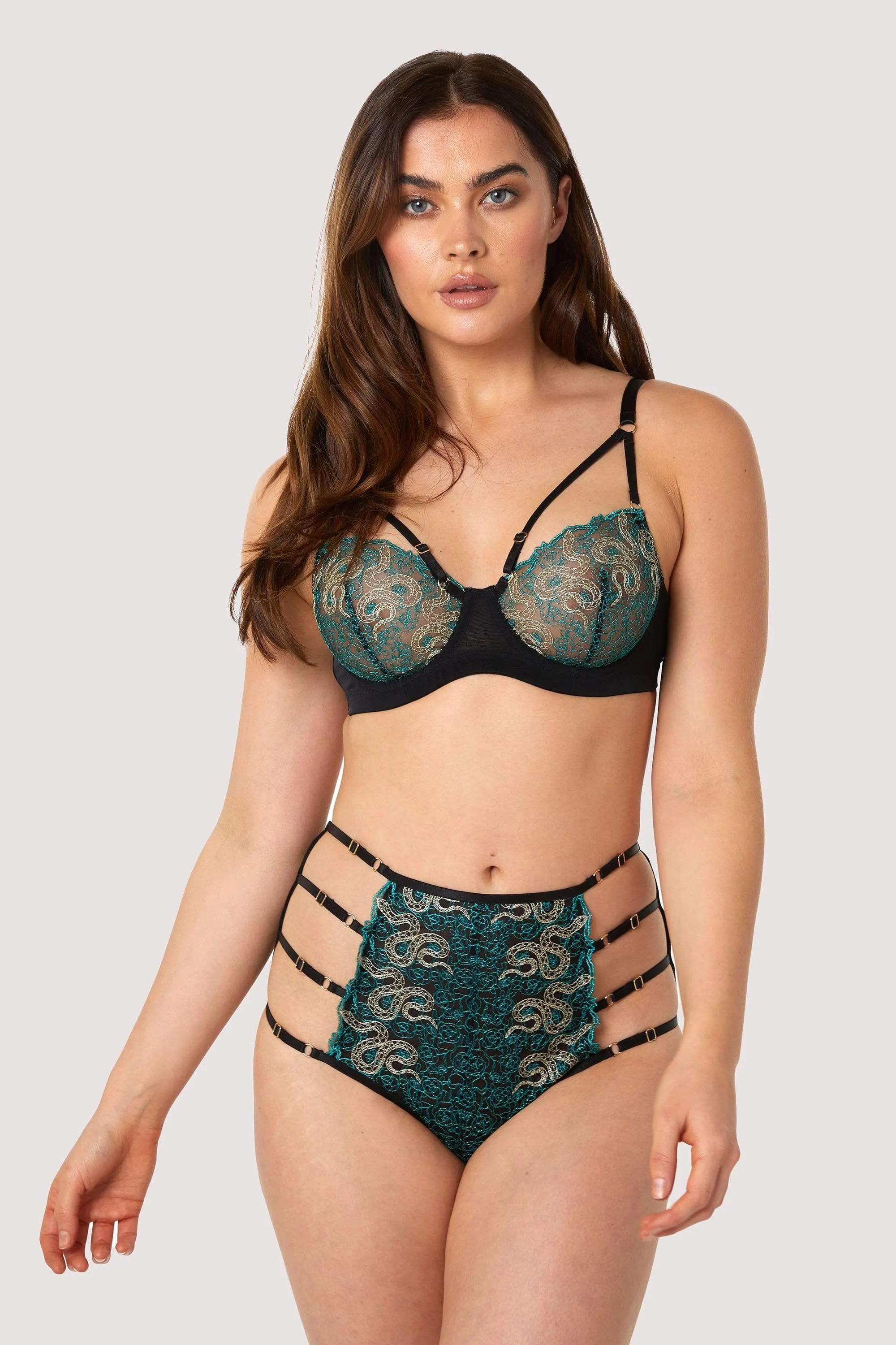 Dakota Green & Gold Snake Bra