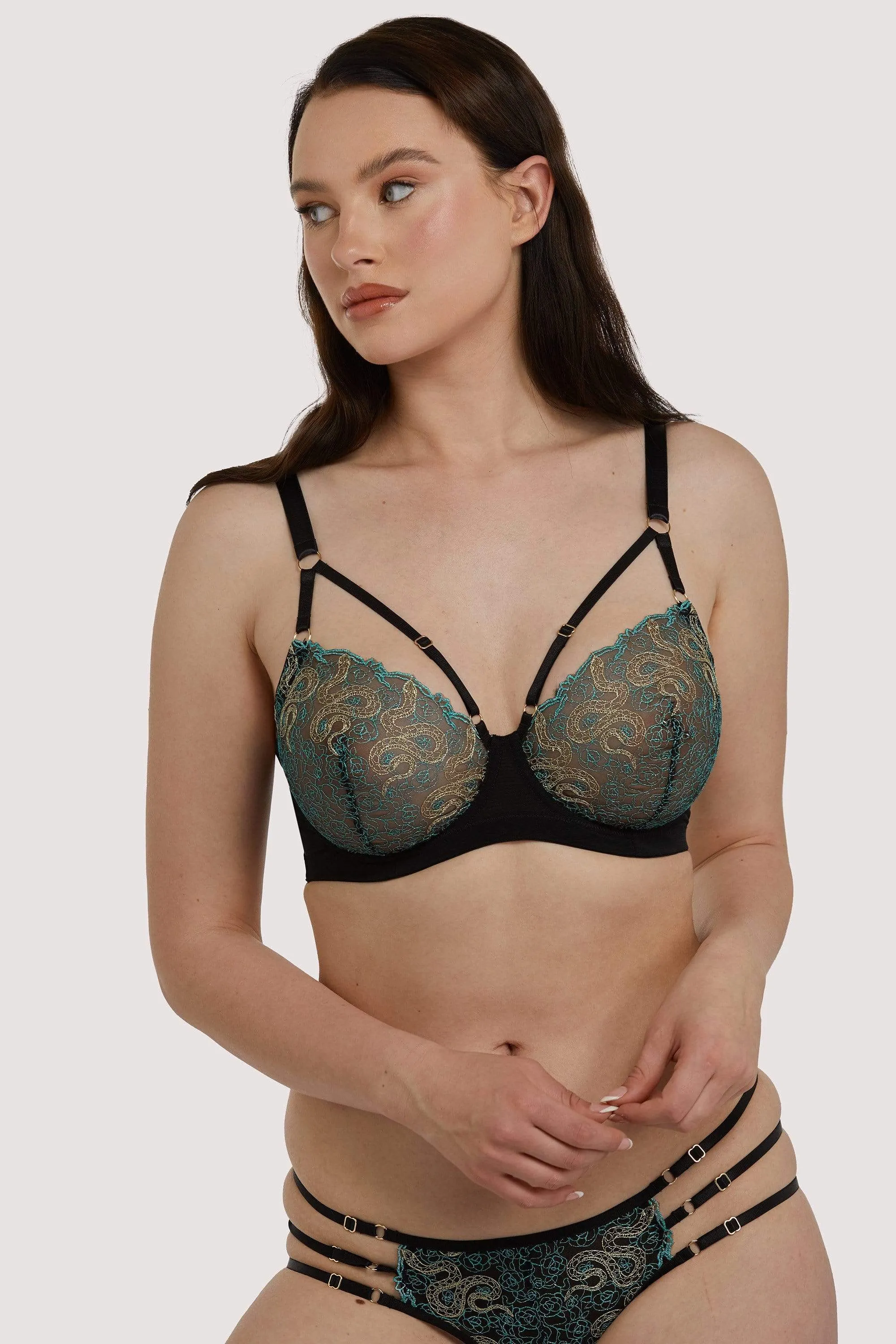 Dakota Green & Gold Snake Bra