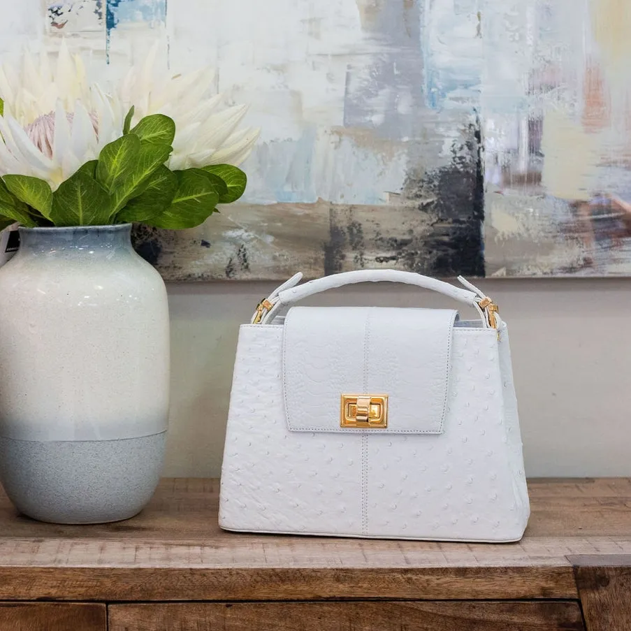 DEANNA T - Ostrich & Shin Leather, White