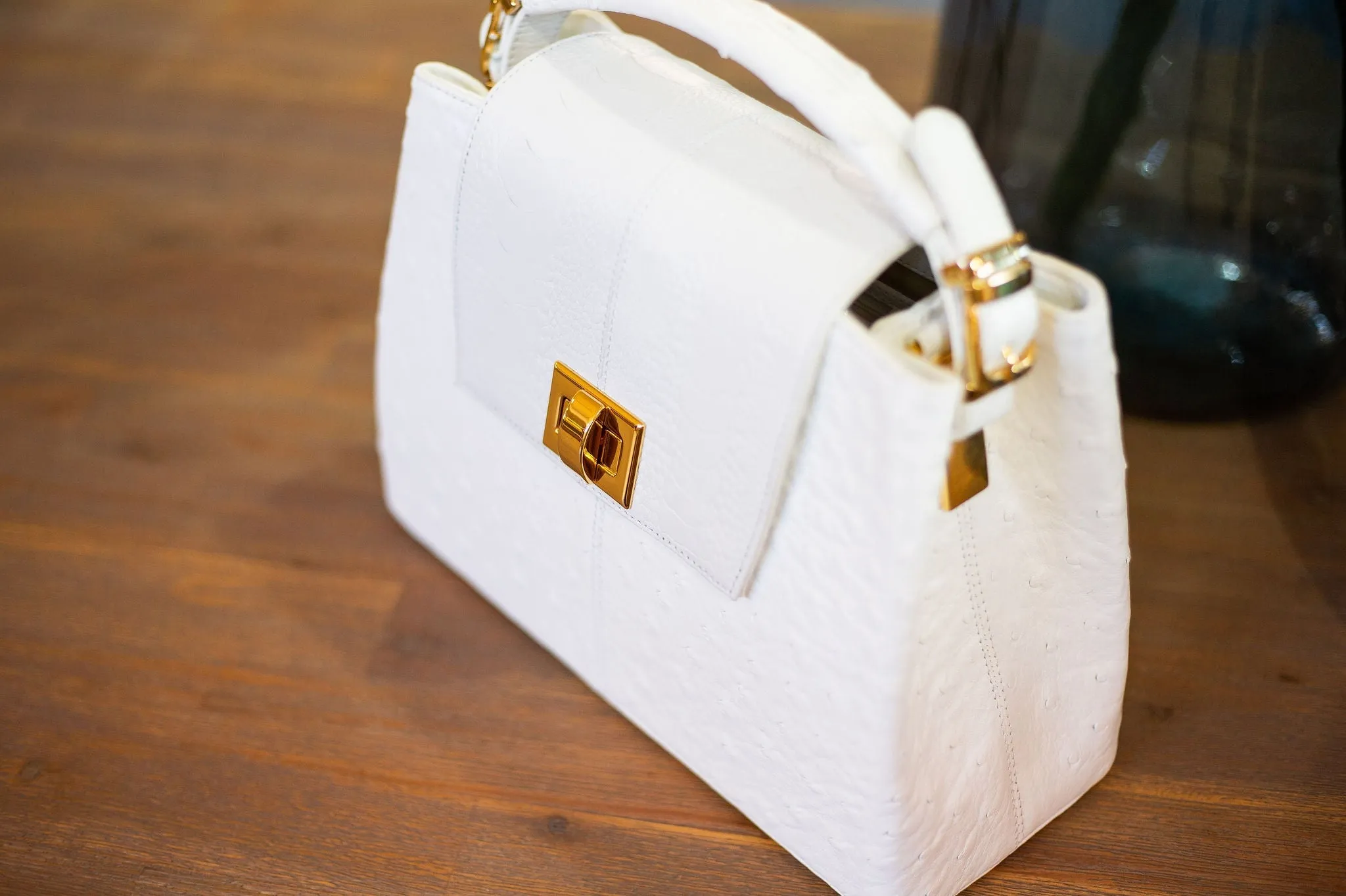 DEANNA T - Ostrich & Shin Leather, White