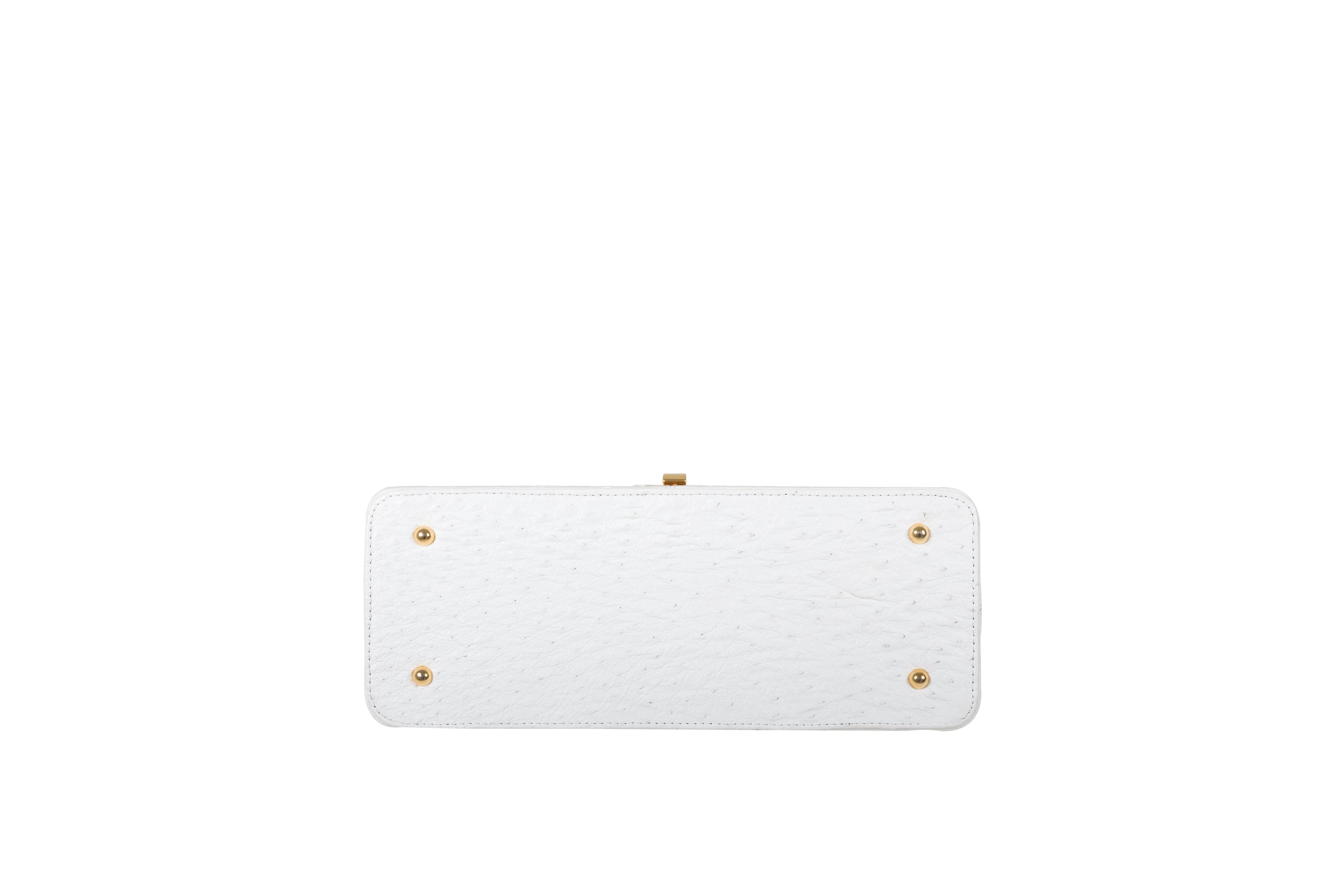 DEANNA T - Ostrich & Shin Leather, White