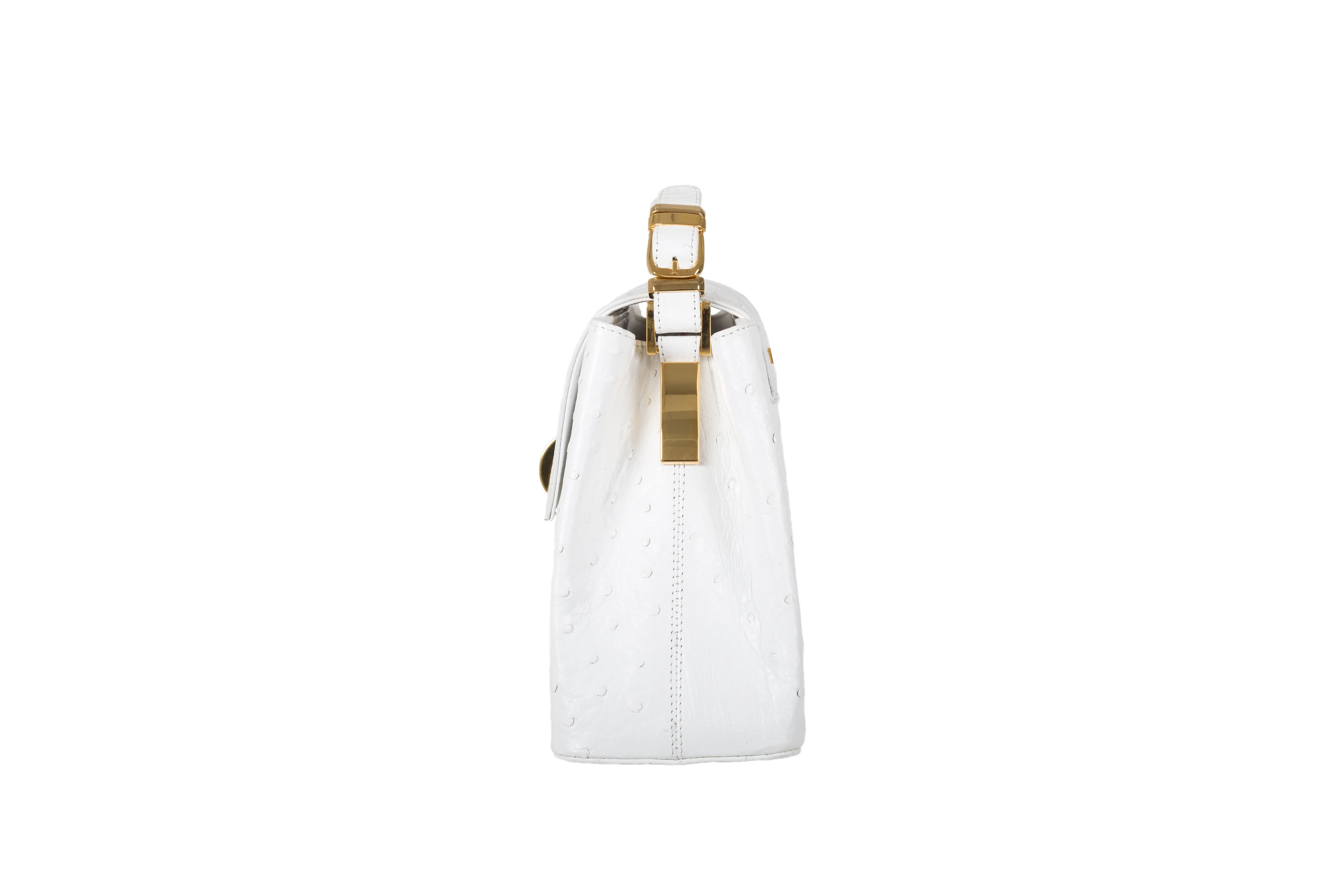 DEANNA T - Ostrich & Shin Leather, White