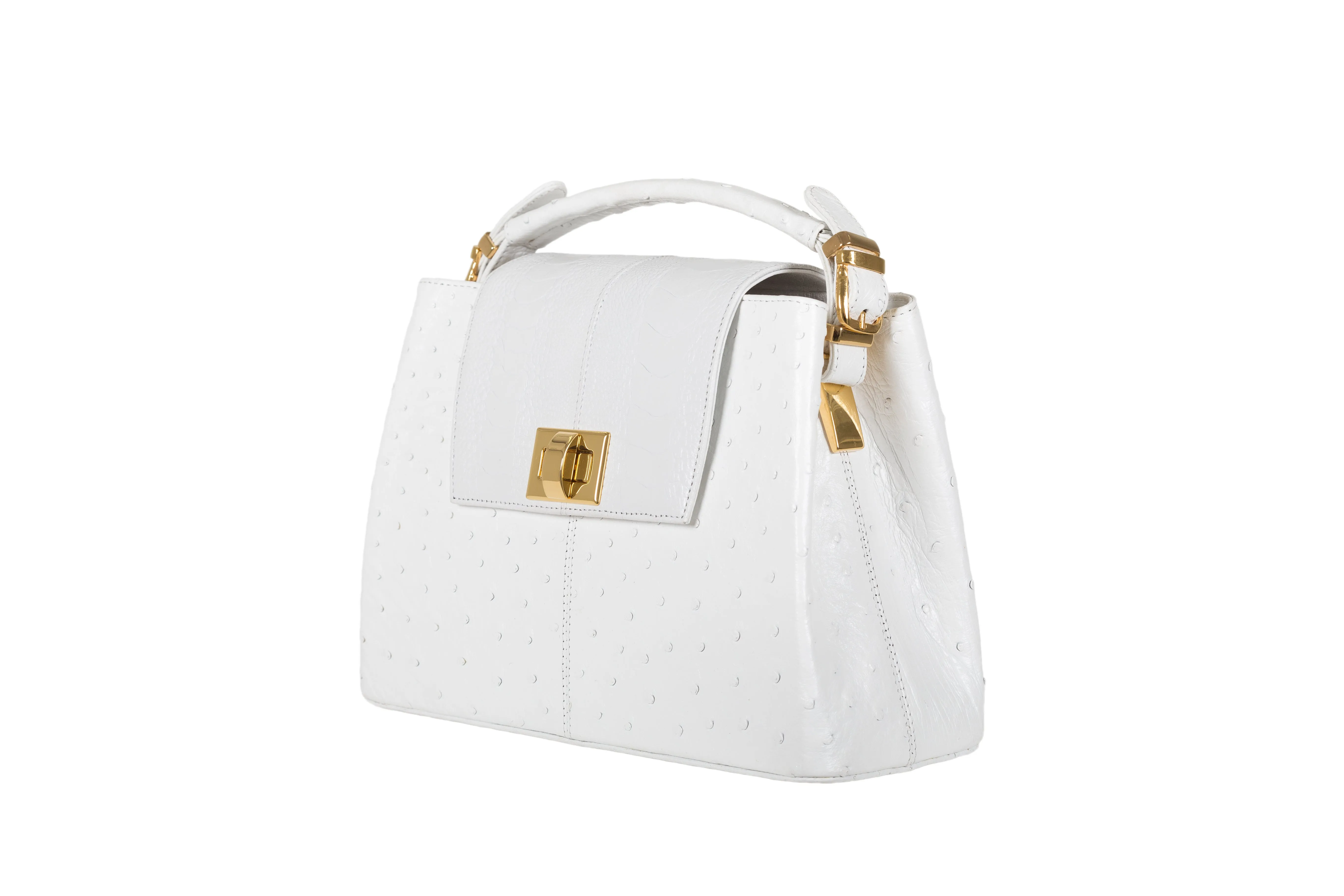 DEANNA T - Ostrich & Shin Leather, White