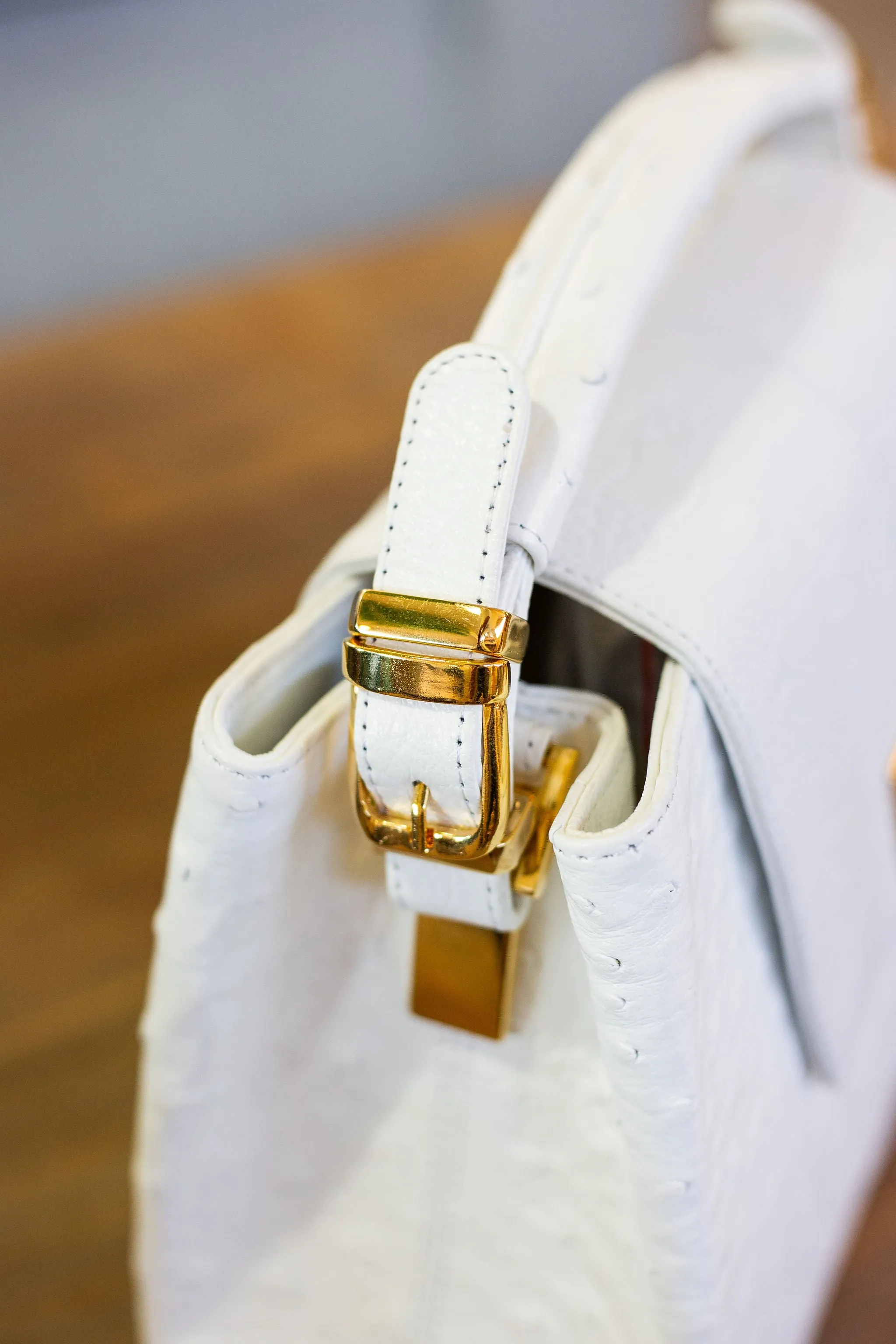 DEANNA T - Ostrich & Shin Leather, White