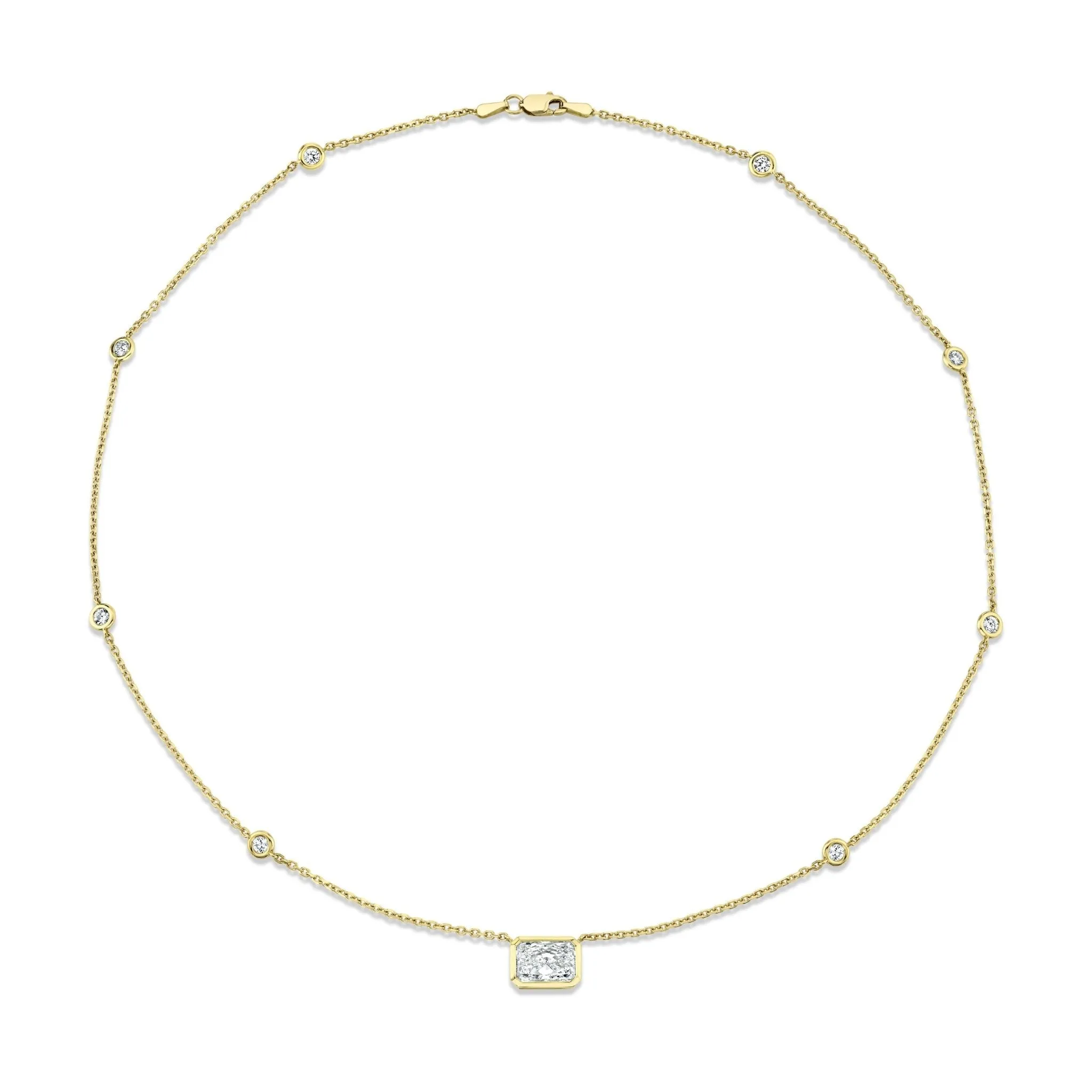 Diamond Station Pendant with Radiant Cut Center Stone