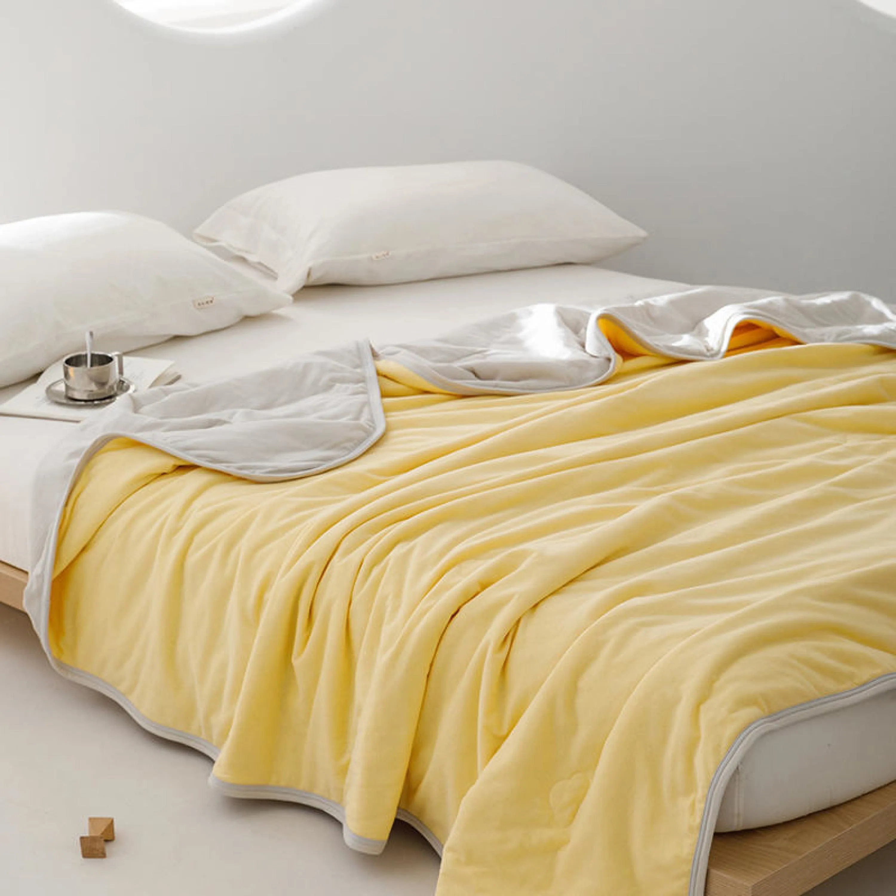 DUO Pastel Cotton Blanket / Purple Yellow
