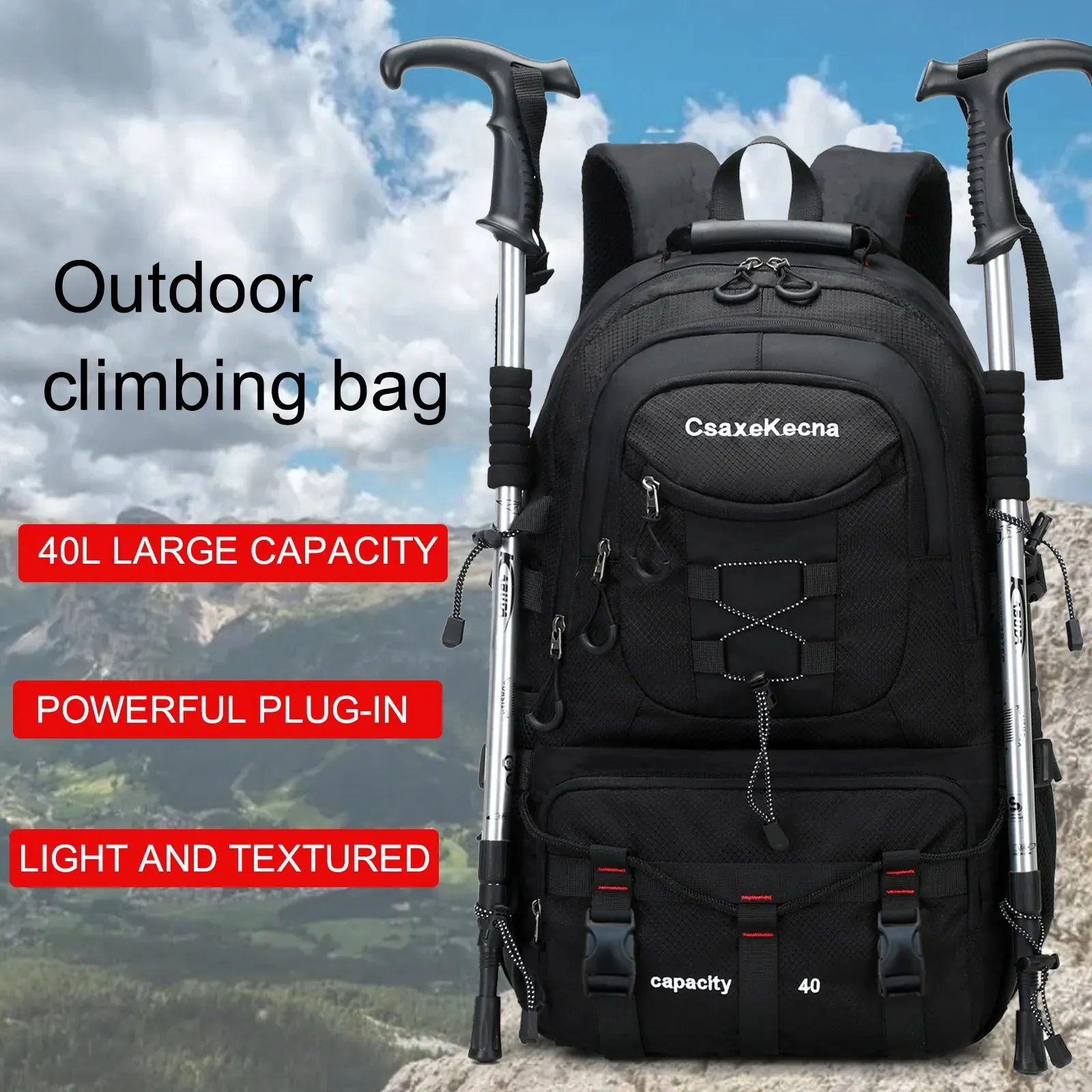 Durable 40L Outdoor Backpack for Hiking and Camping