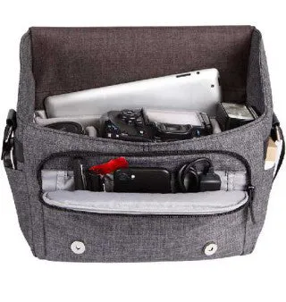 Eirmai Camera Messenger Bag Sling Travel Case (fits 1 DSLR, 2 Lenses, Accessories, and Tripod) (EMB-SS08) (Gray)