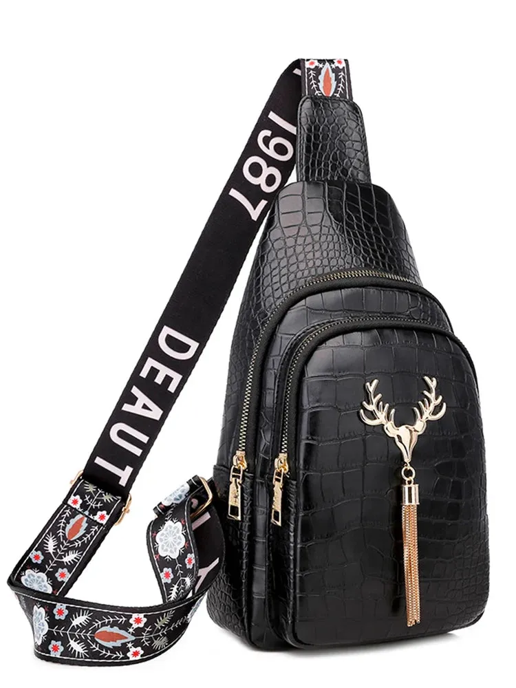 Elegant Alligator Pattern Sling Chest Bag