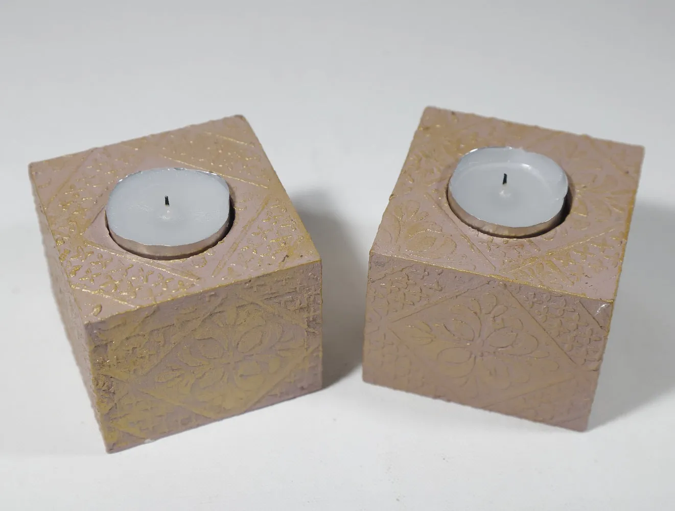 Elegant Blush Tealight Candle Holder Set of 2