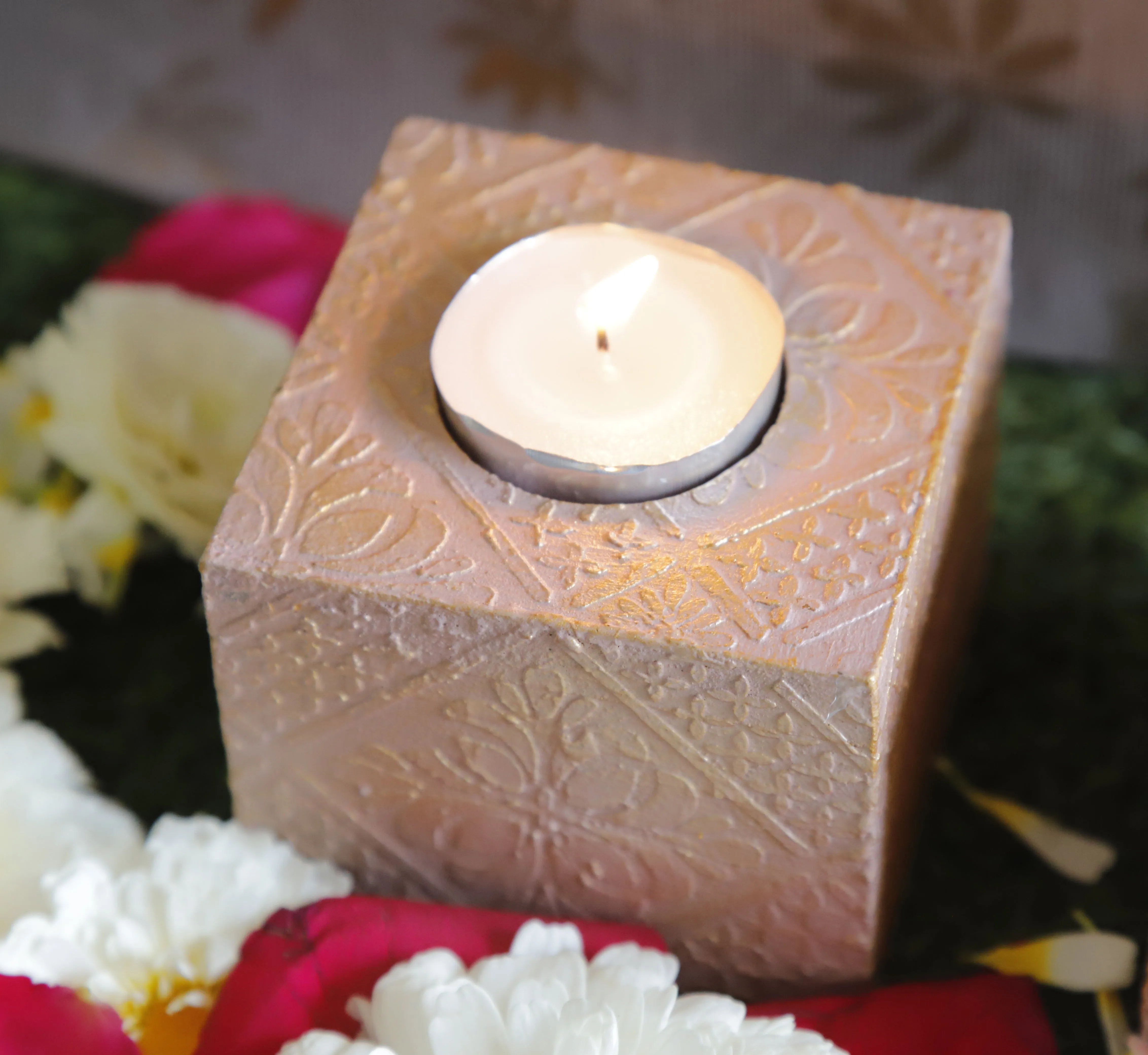 Elegant Blush Tealight Candle Holder Set of 2
