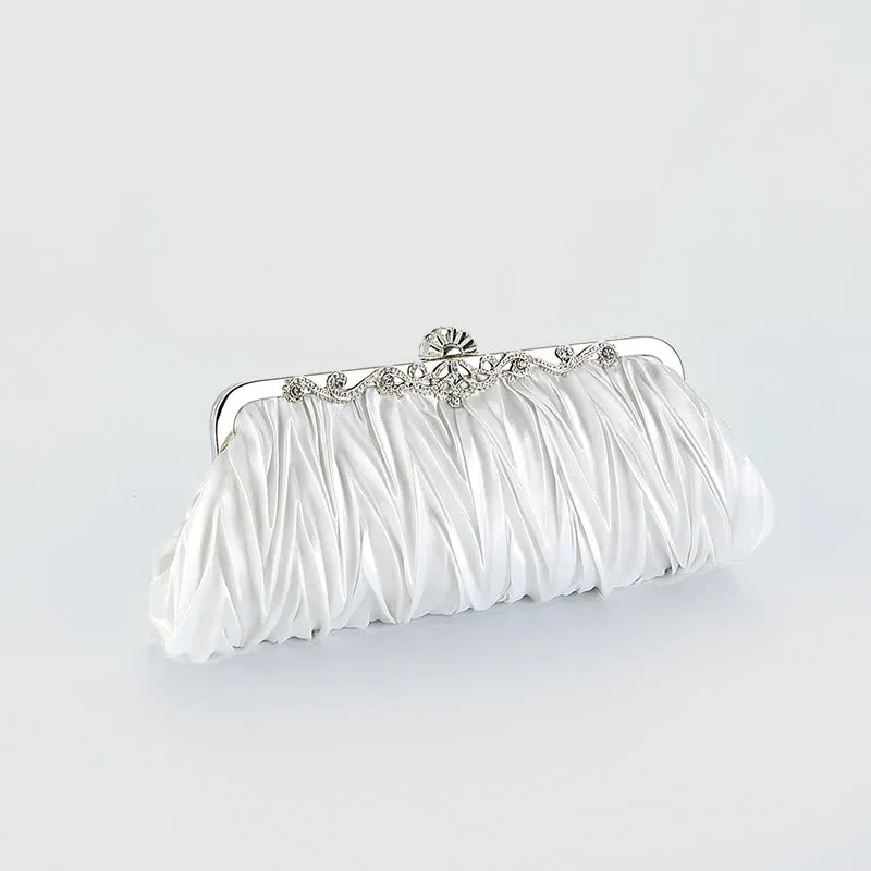 Evening Bag For Women Wedding Party Bride Pleated Chain Bag