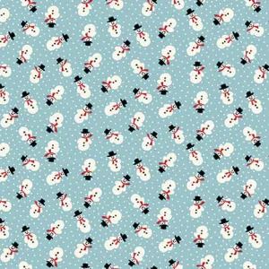 Fabric, Winter in Snowtown by Buttermilk Basin - Light Blue Tossed Snowmen (by the yard)