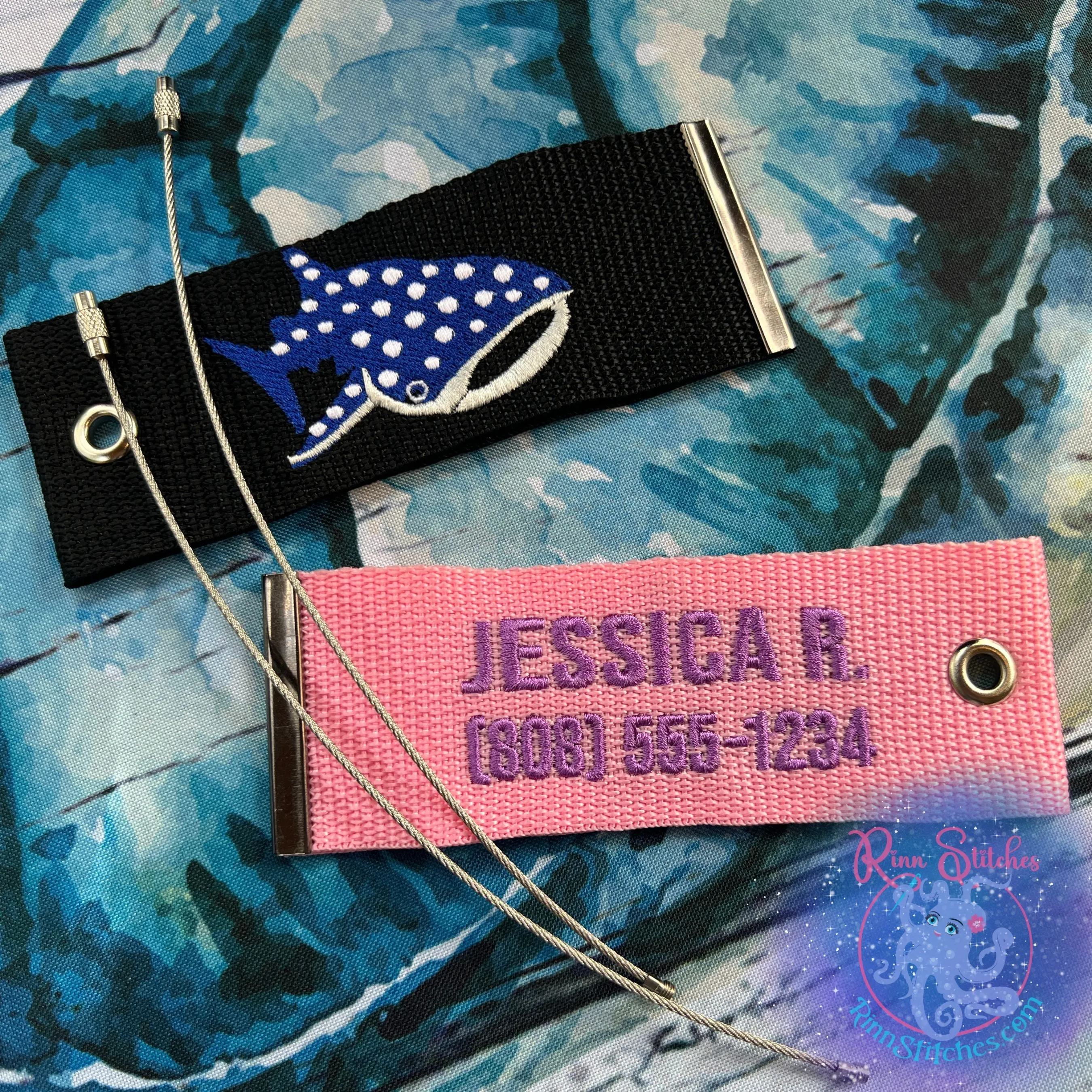 Frogfish Luggage Tag, Personalized Embroidered Bag Tag