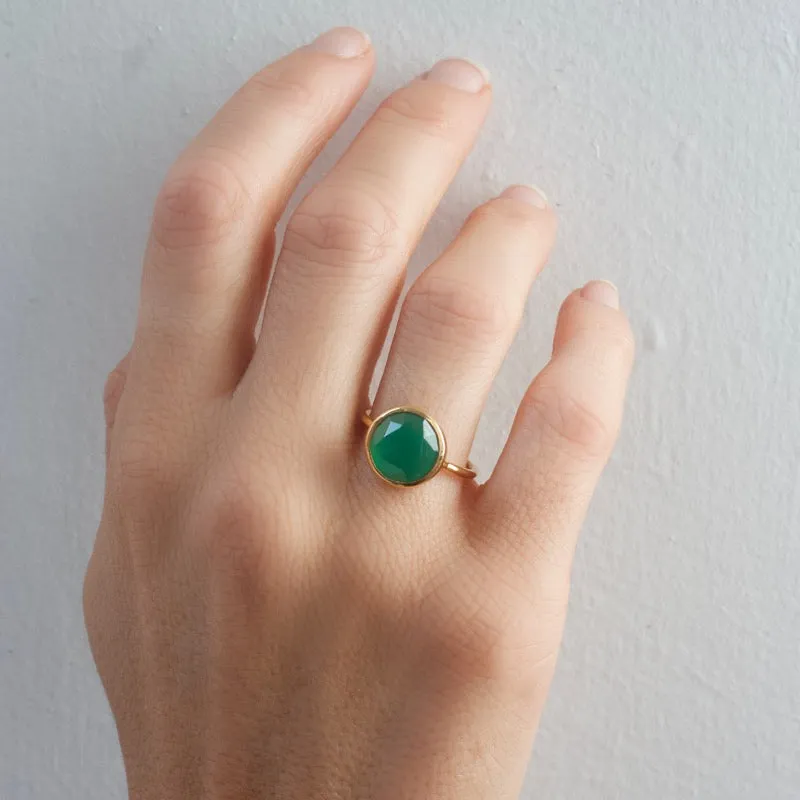 Gem Stack Ring, Green Onyx, Silver