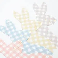 Gingham Bunny Shaped Paper Napkins - Pack of 16