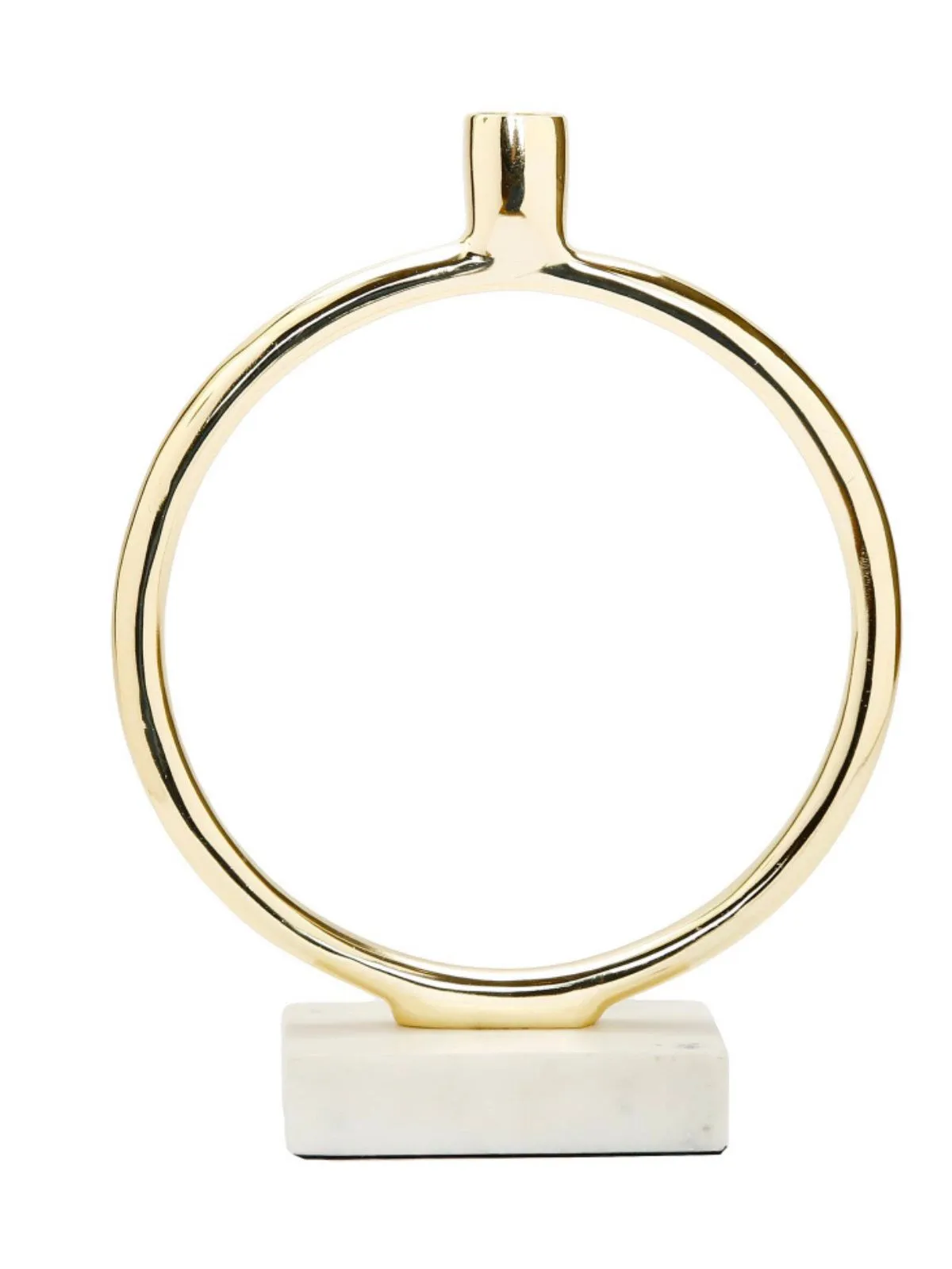 Gold Circular Taper Candle Holder on Marble Base (2 Sizes)