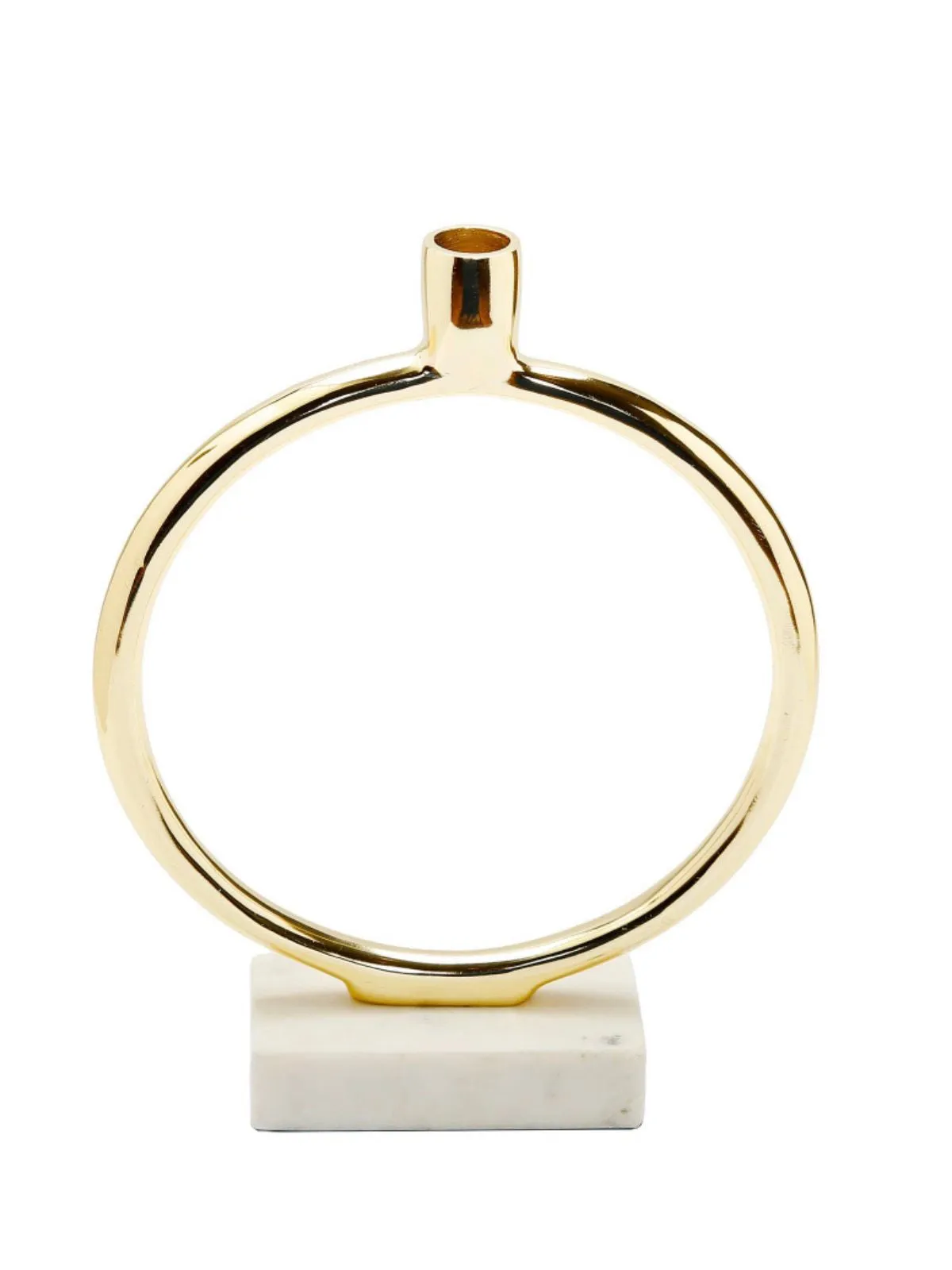 Gold Circular Taper Candle Holder on Marble Base (2 Sizes)