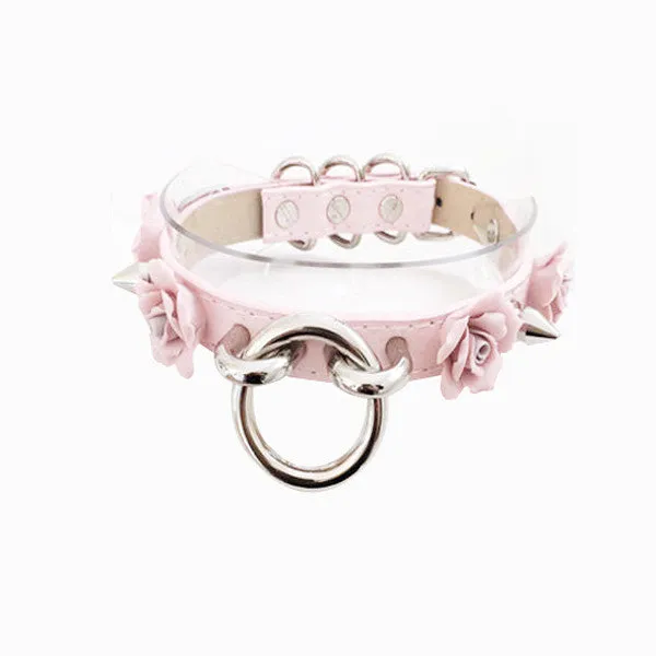GOTH PASTEL CLEAR ROSE CHOKER