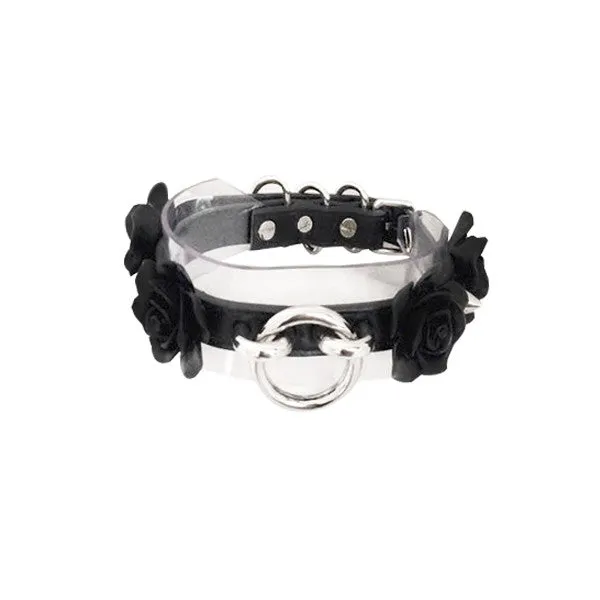 GOTH PASTEL CLEAR ROSE CHOKER