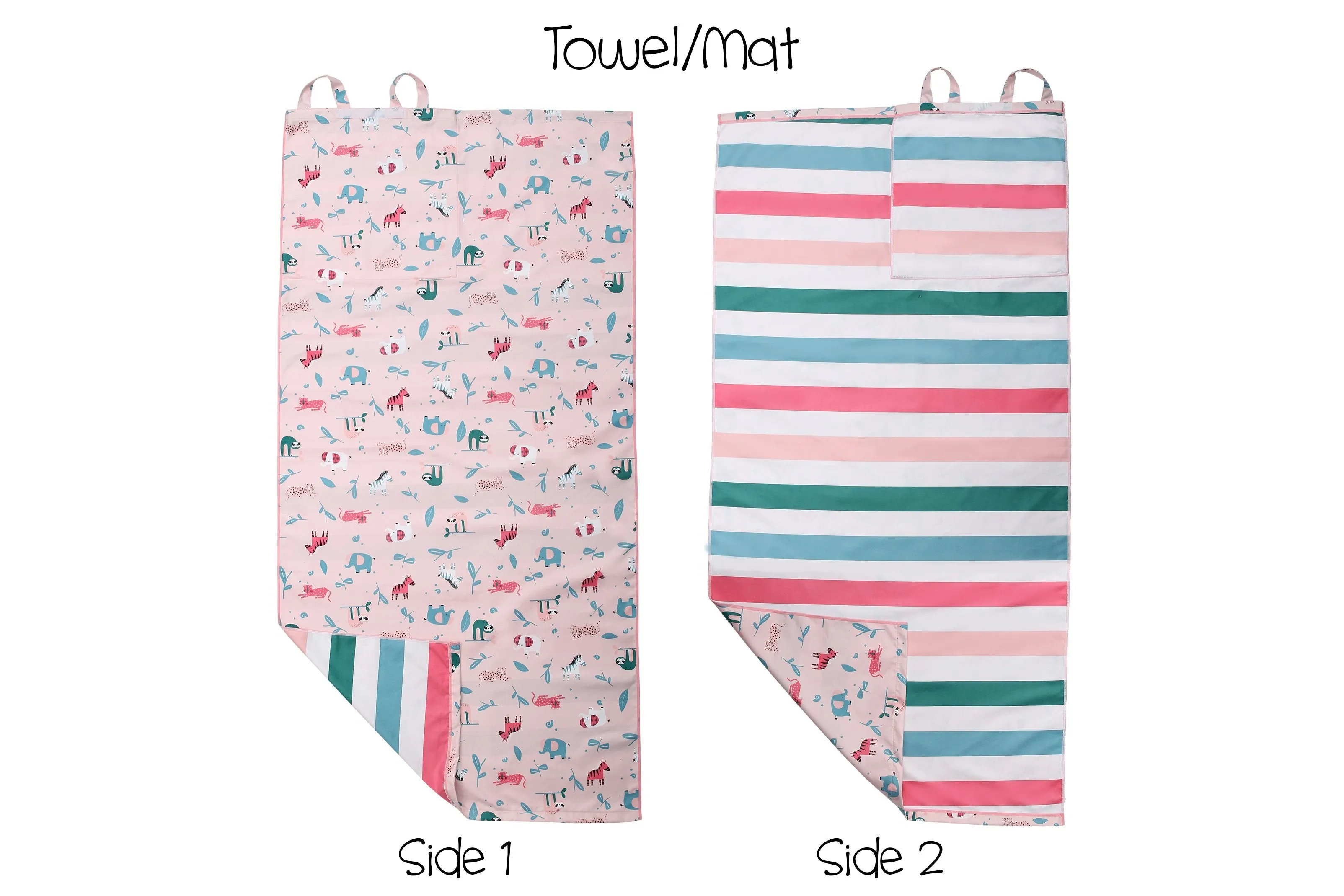 Kids Towel Backpack  - Pink Zoo