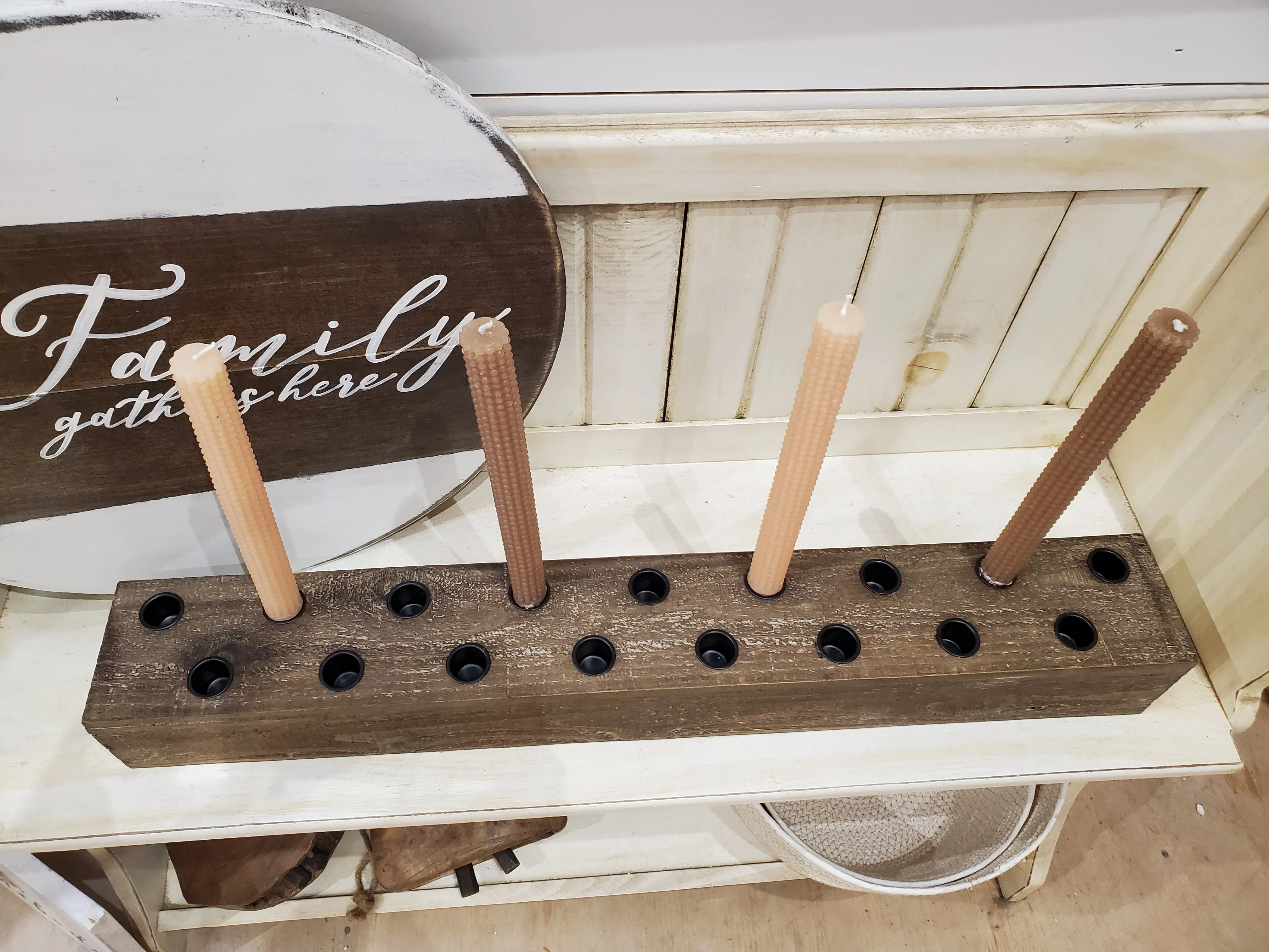 Long Fir Wood Taper Candle Holder