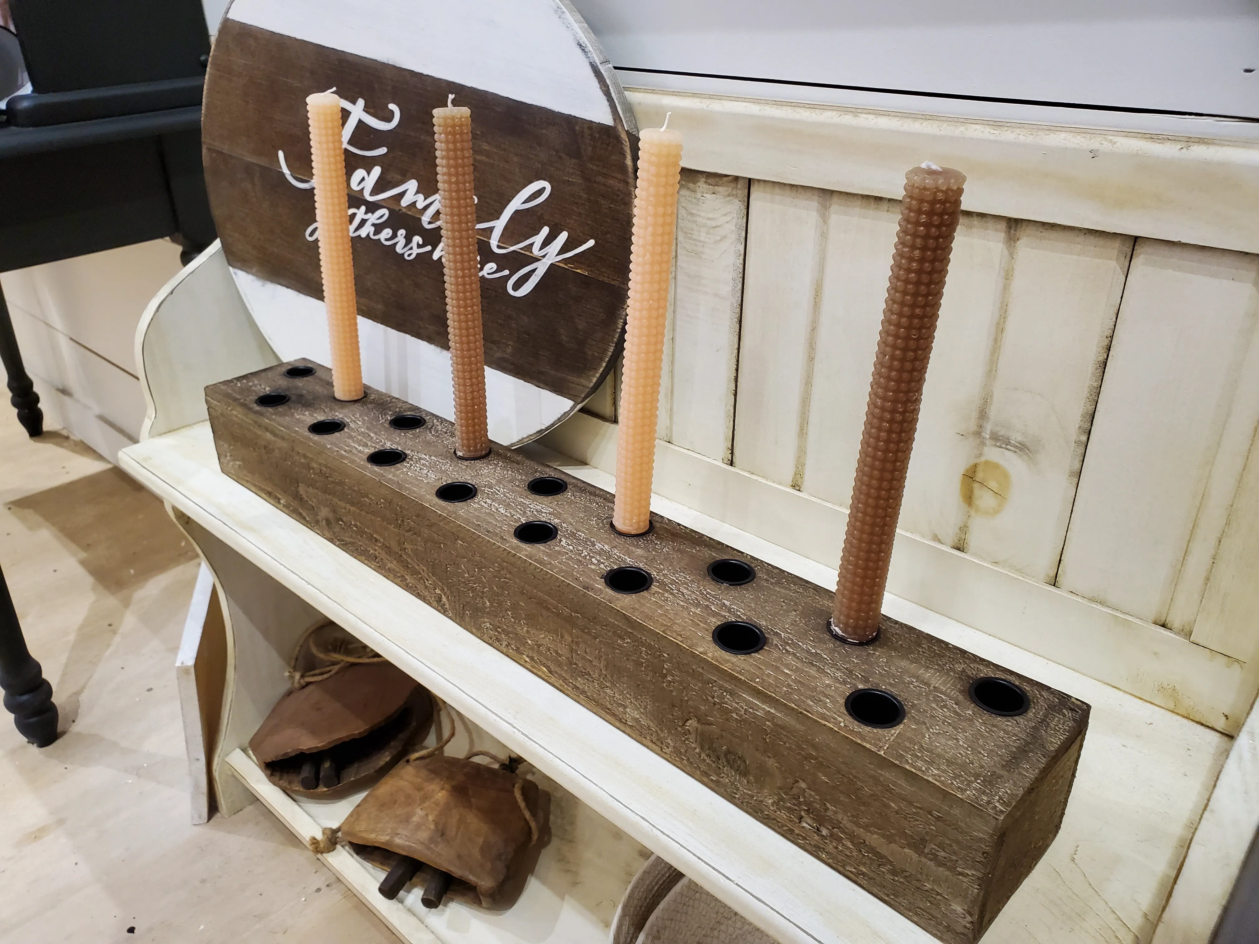 Long Fir Wood Taper Candle Holder