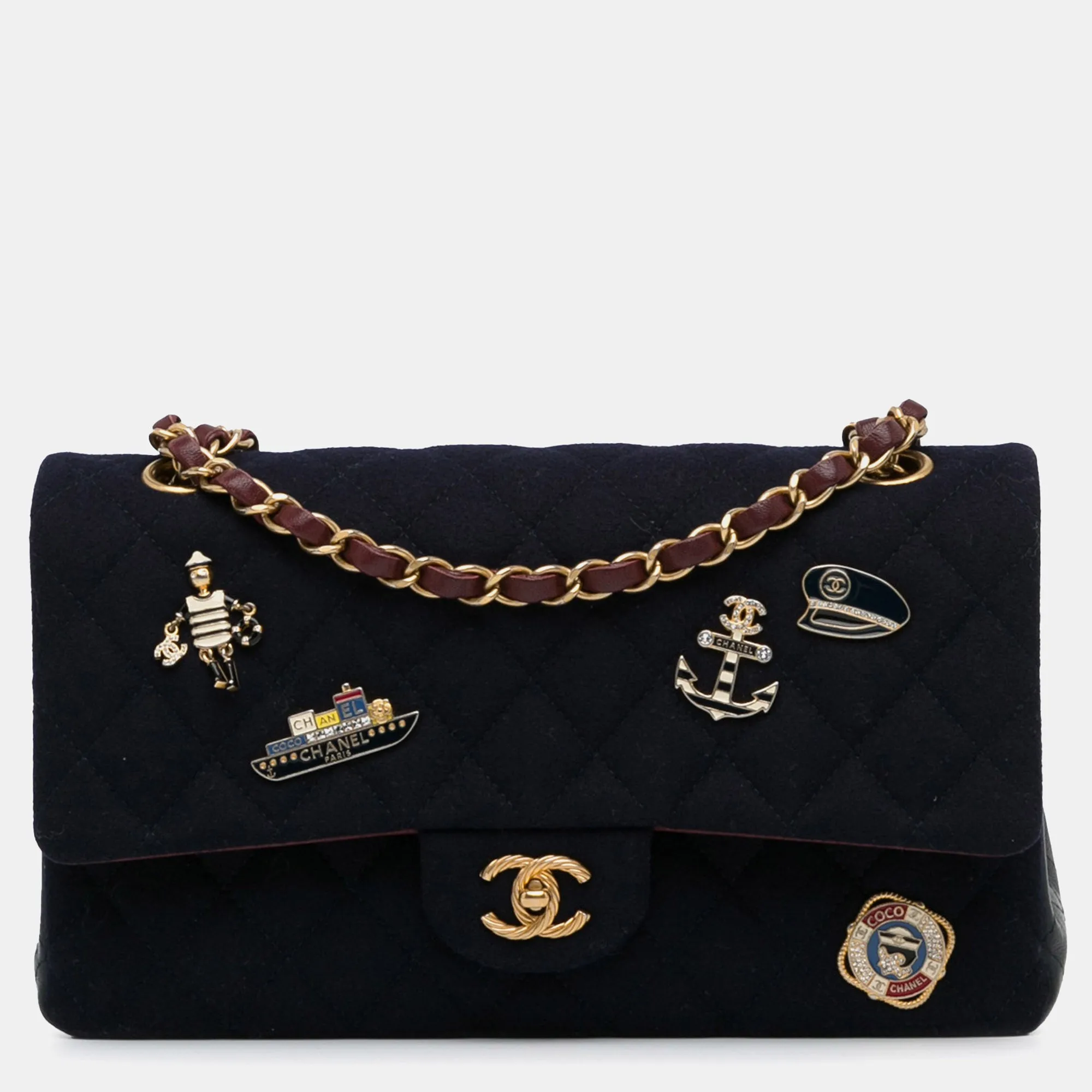 Medium Classic Wool Paris-Hamburg Charms Double Flap