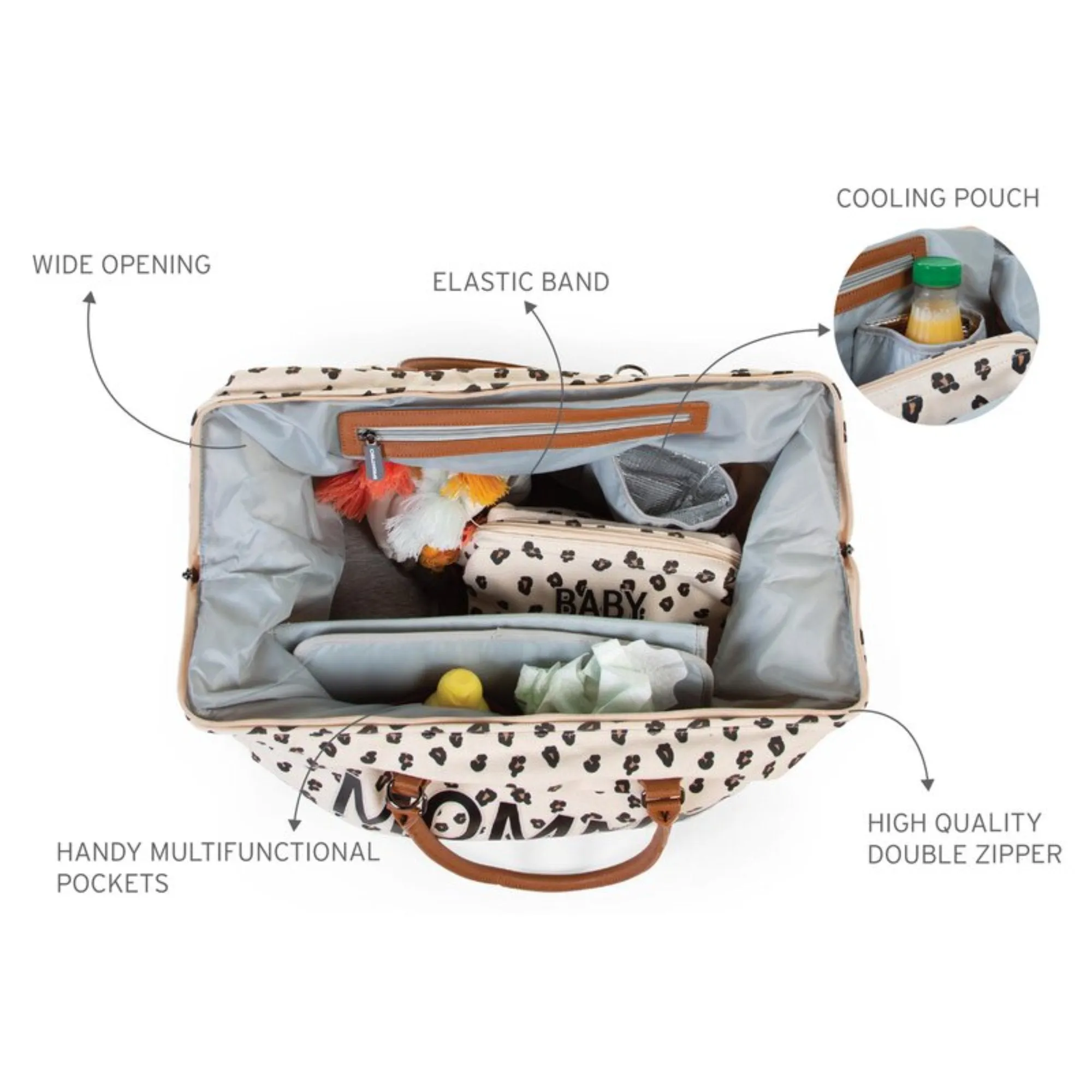 Mommy  Big Tote Bag with changing mat - LEOPARD
