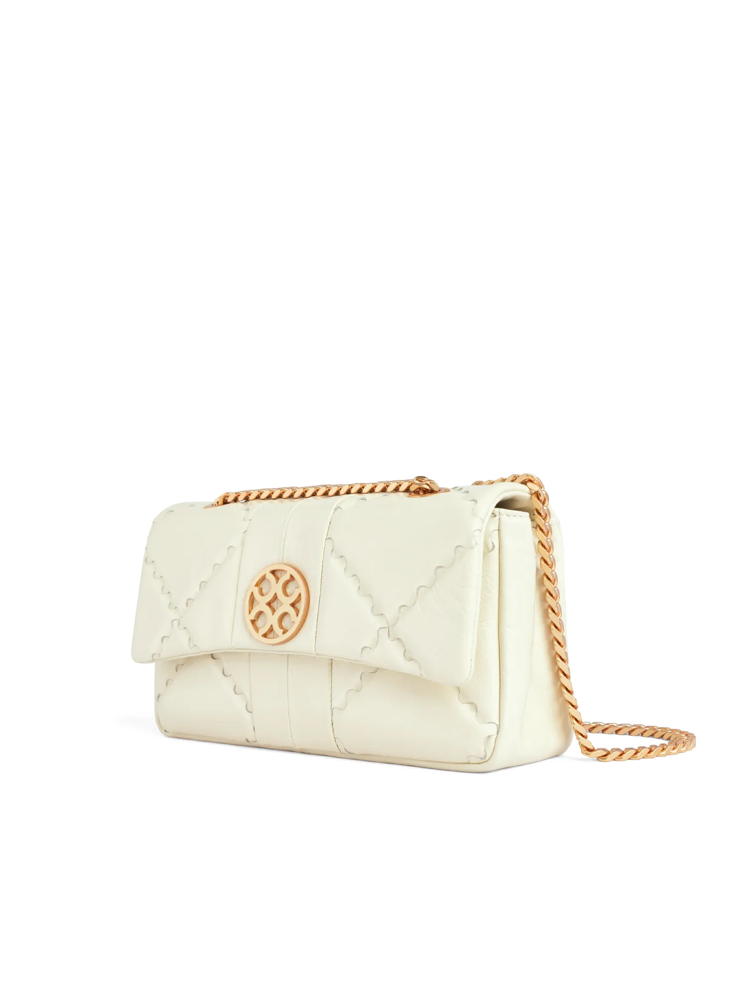 Mosaic Diamond Chain Bag - White