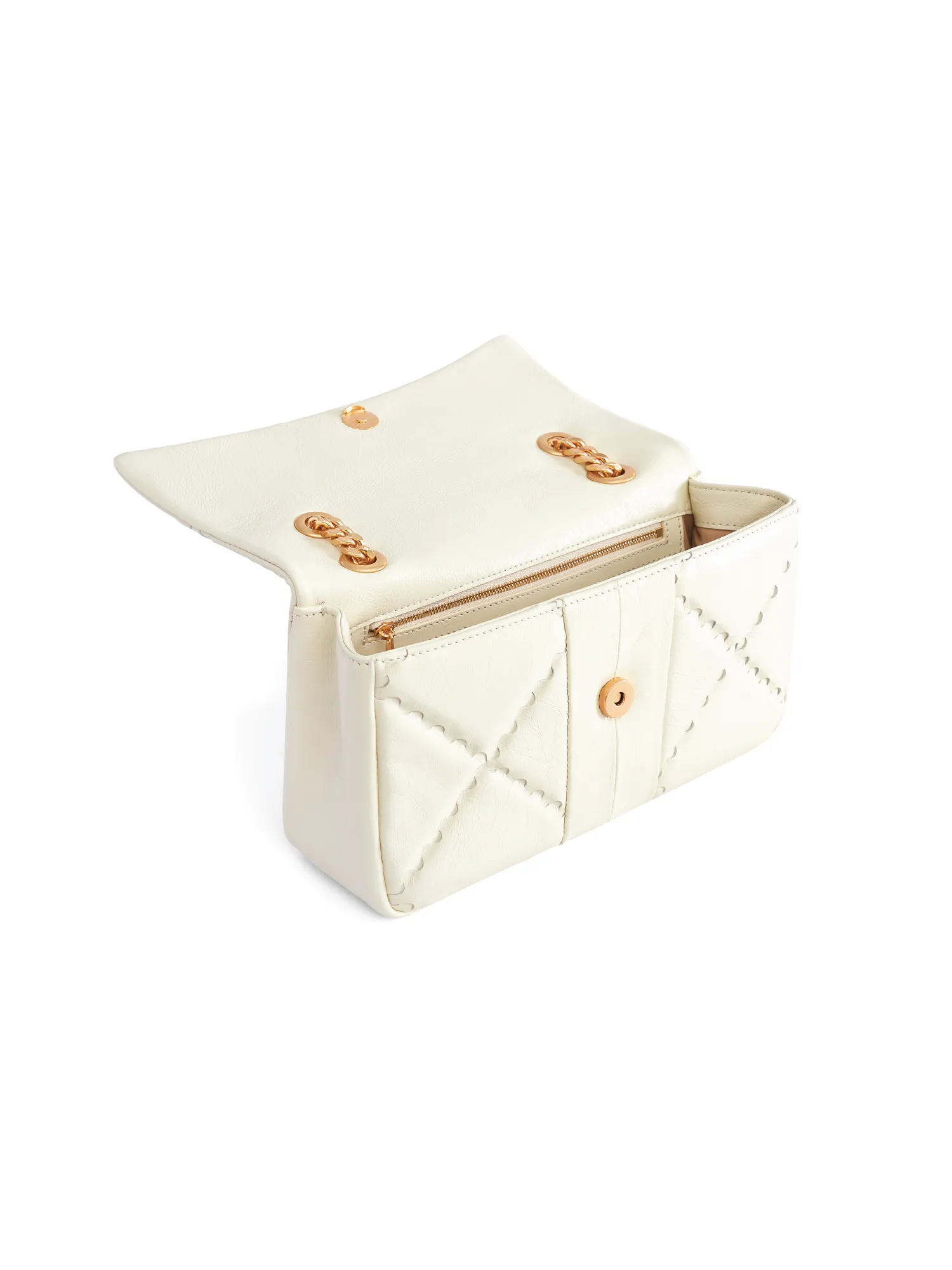Mosaic Diamond Chain Bag - White