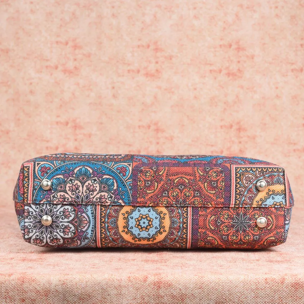 Multicolor Mandala Print- Tote Bag & Chain Wallet Combo