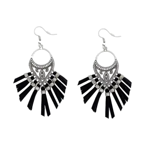 Myra Bag Ladies New Day Dawn Black & Silver Western Earrings S-10088